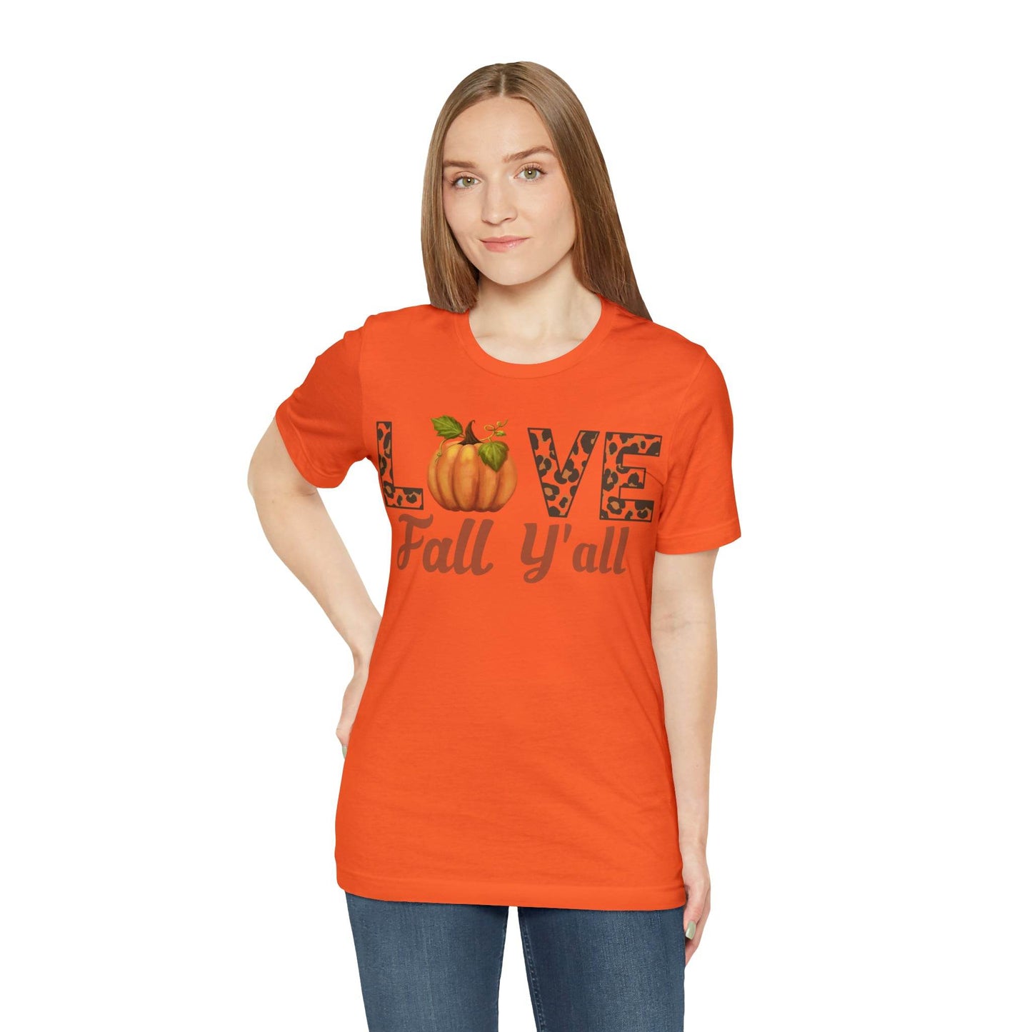 Leopard Print Love Fall Y'all Shirt, Pumpkin Shirt, Fall Shirt for Fall Lover, Fall gift - Giftsmojo