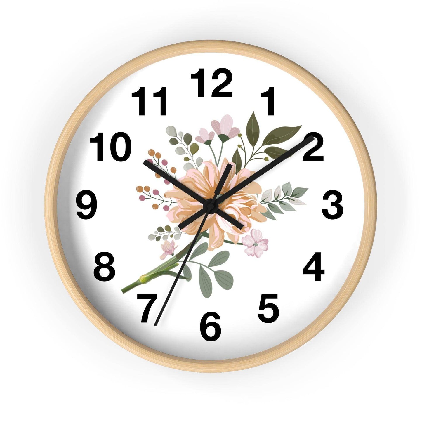 Flower Wall Clock Floral Wall Clock Home Decor Gift House Warming Gift - Mom Gift Unique Gift Farmhouse Clocks For Wall Living Room Bedroom - Giftsmojo