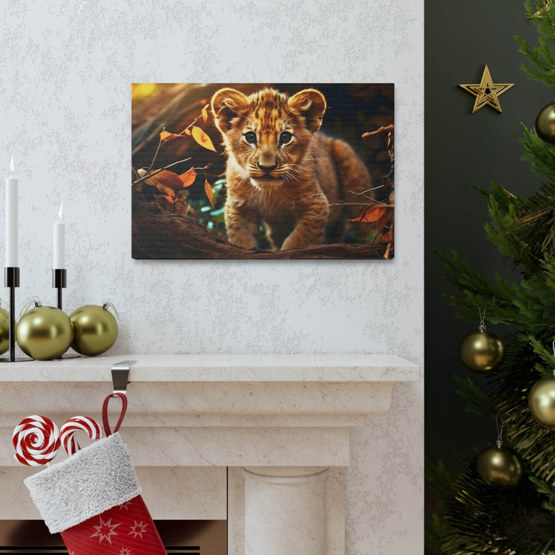 Baby Lion Cub Print Animal Nature Art Safari Nursery Canvas Gallery Wraps Baby Lion Print Large Canvas Art Animal Wall Art Lover Gift - Giftsmojo