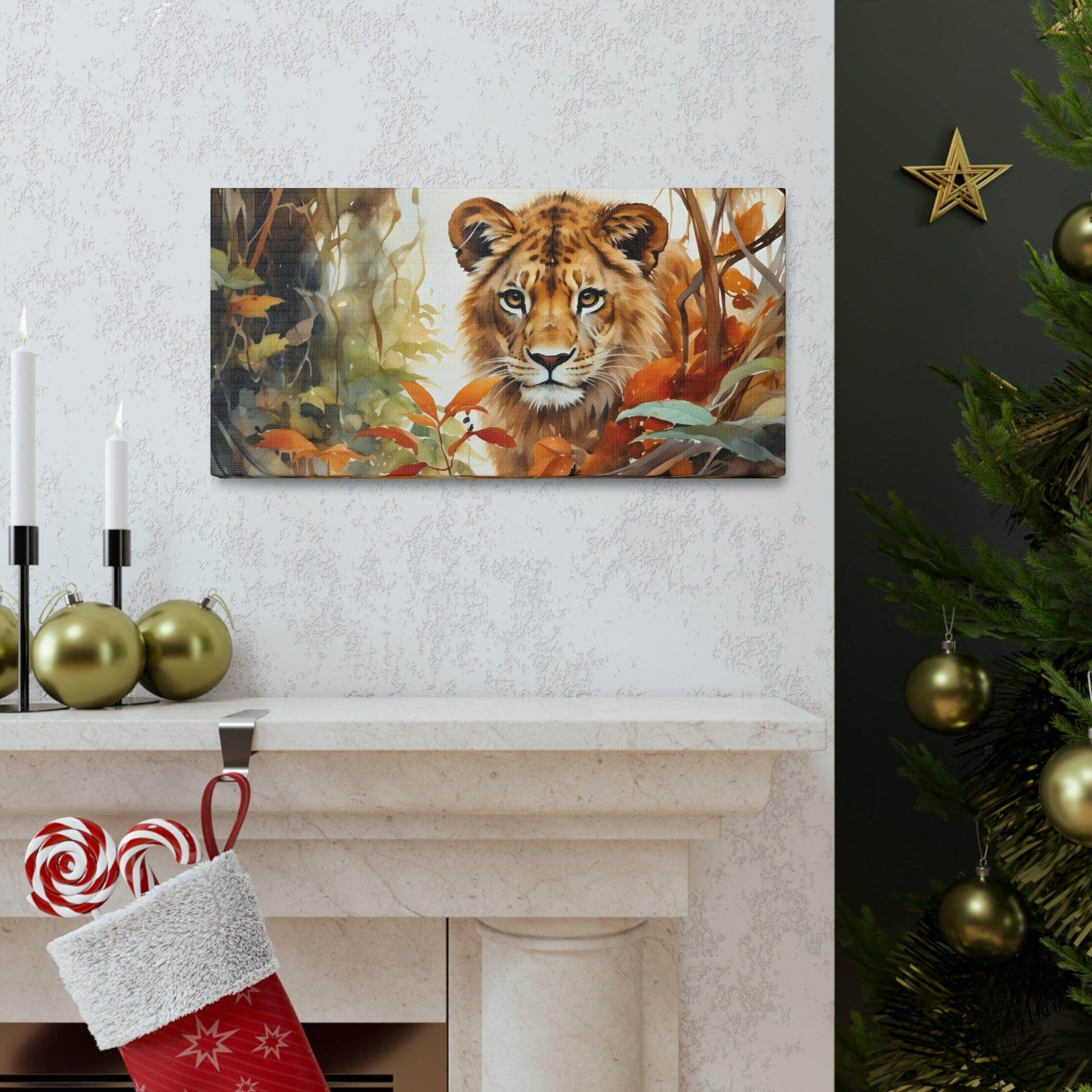 Watercolor Baby Lion In Nature Art Canvas Gallery Wraps Baby Lion Print Large Canvas Art Animal Wall Art minimalist Wall Art Lover Gift - Giftsmojo