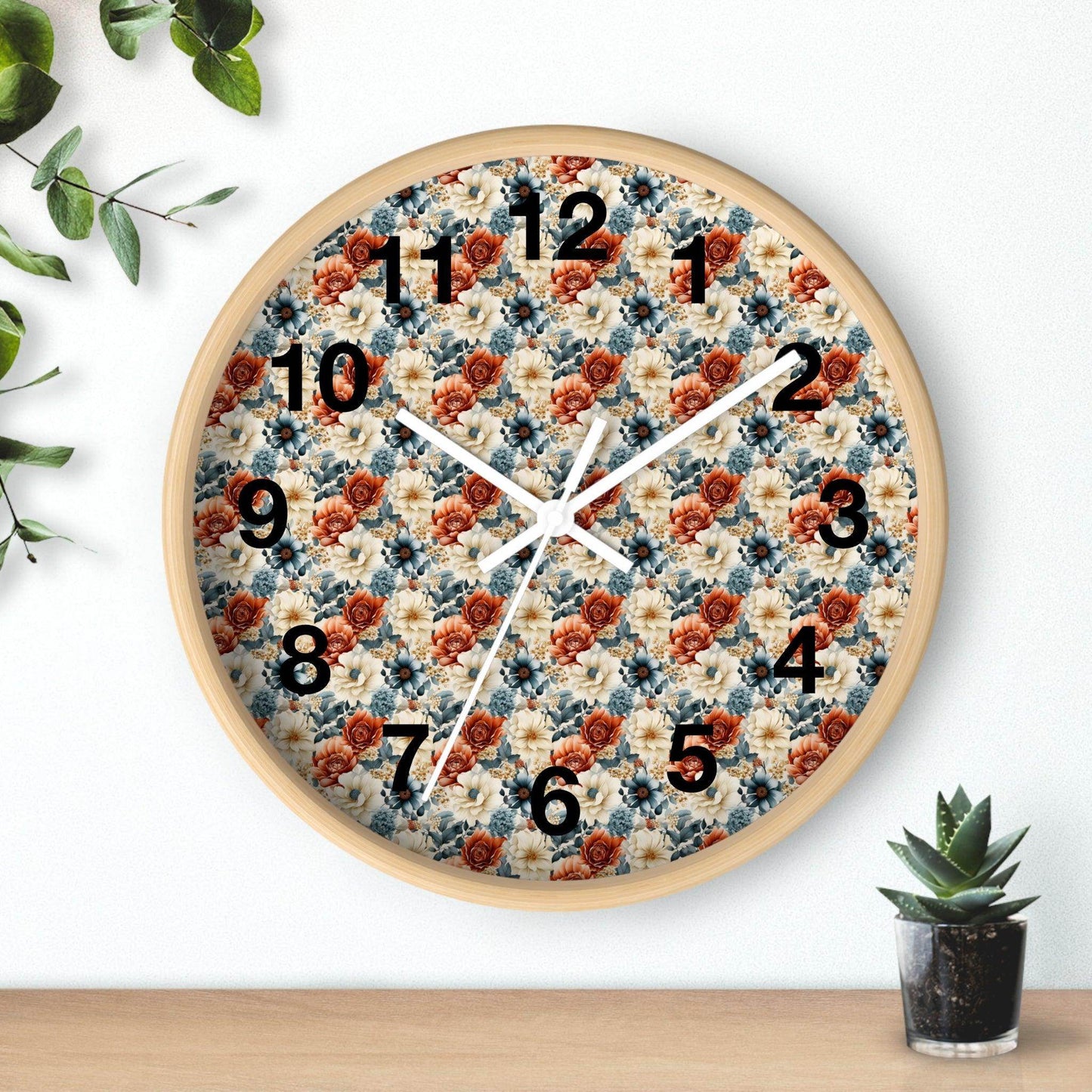 Flower Wall Clock Floral Wall Clock Kids Room Home Decor New Home House Warming Gift New Home Owner, Dorm Room Clock Collage Student Clock - Giftsmojo