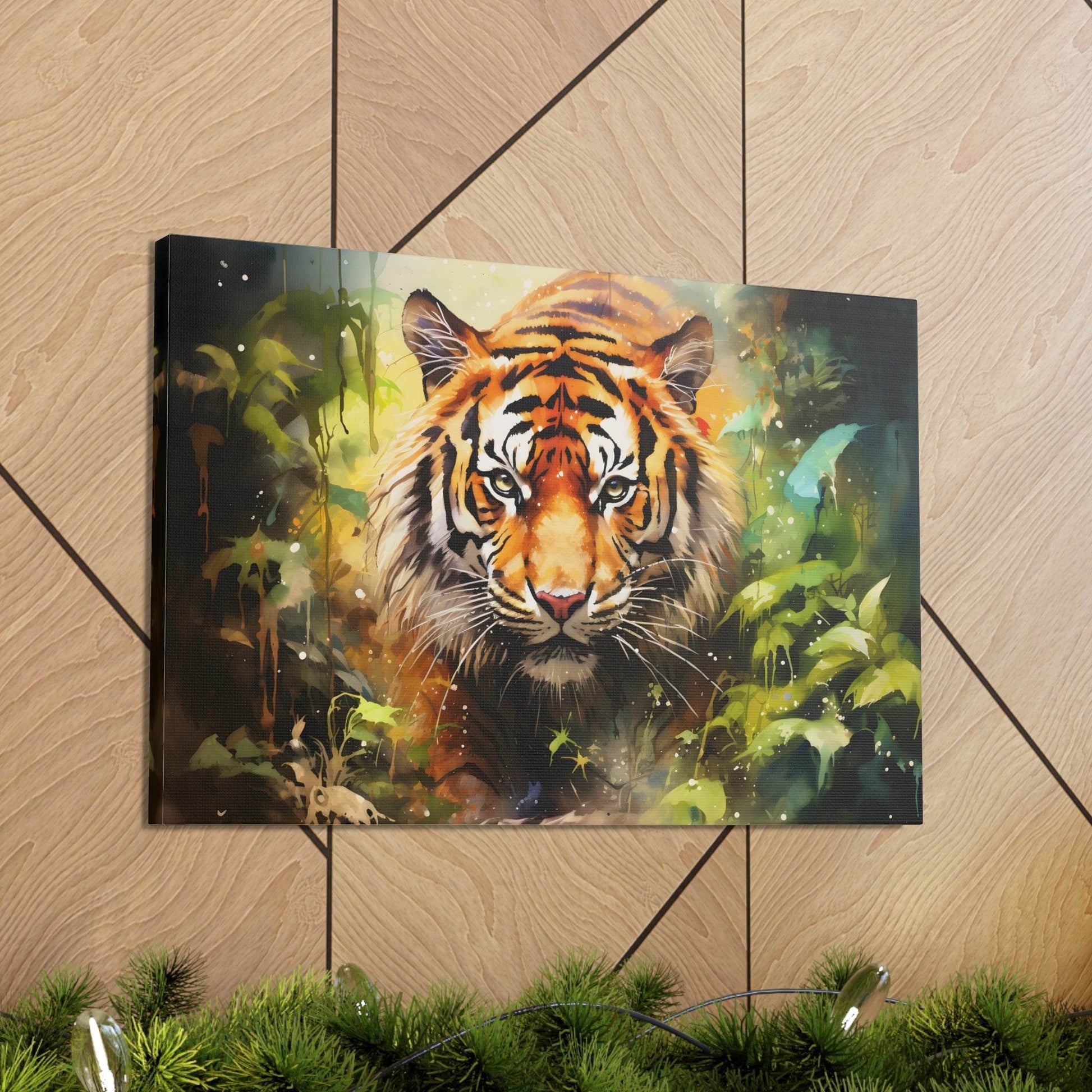 Watercolor Tiger In Nature Art Canvas Gallery Wraps Tiger Print Large Canvas Art Animal Wall Art minimalist Wall Art Lover Gift - Giftsmojo