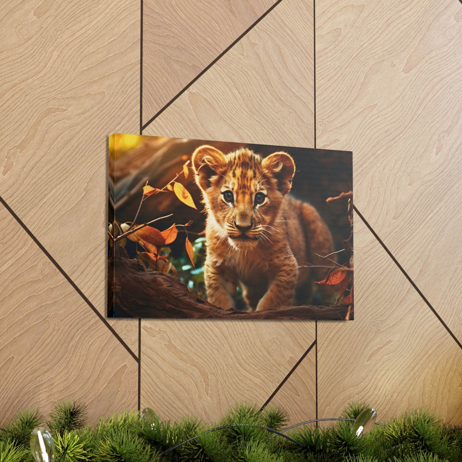 Baby Lion Cub Print Animal Nature Art Safari Nursery Canvas Gallery Wraps Baby Lion Print Large Canvas Art Animal Wall Art Lover Gift - Giftsmojo