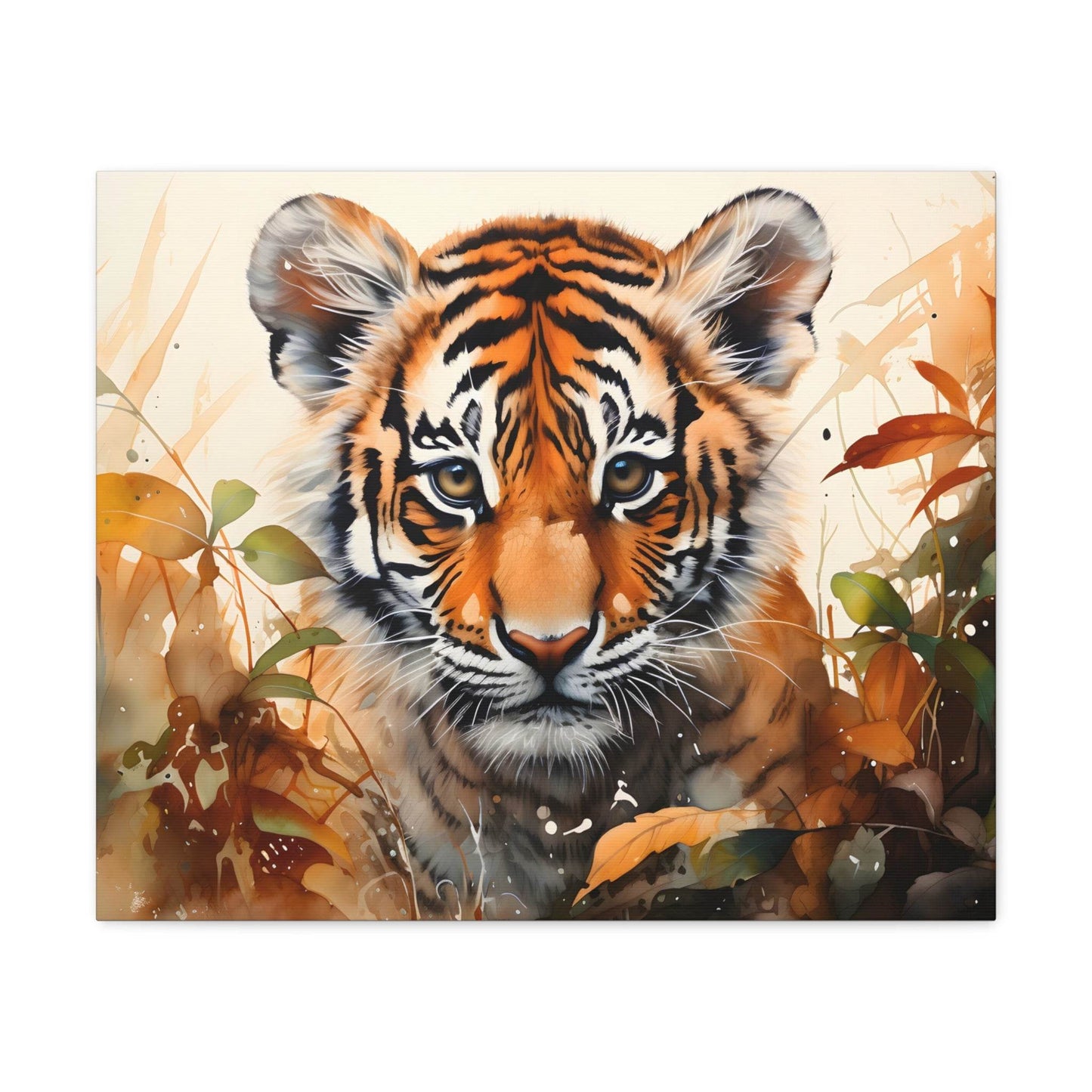 Watercolor Baby Tiger In Nature Art Canvas Gallery Wraps Tiger Print Large Canvas Art Animal Wall Art minimalist Wall Art Lover Gift - Giftsmojo