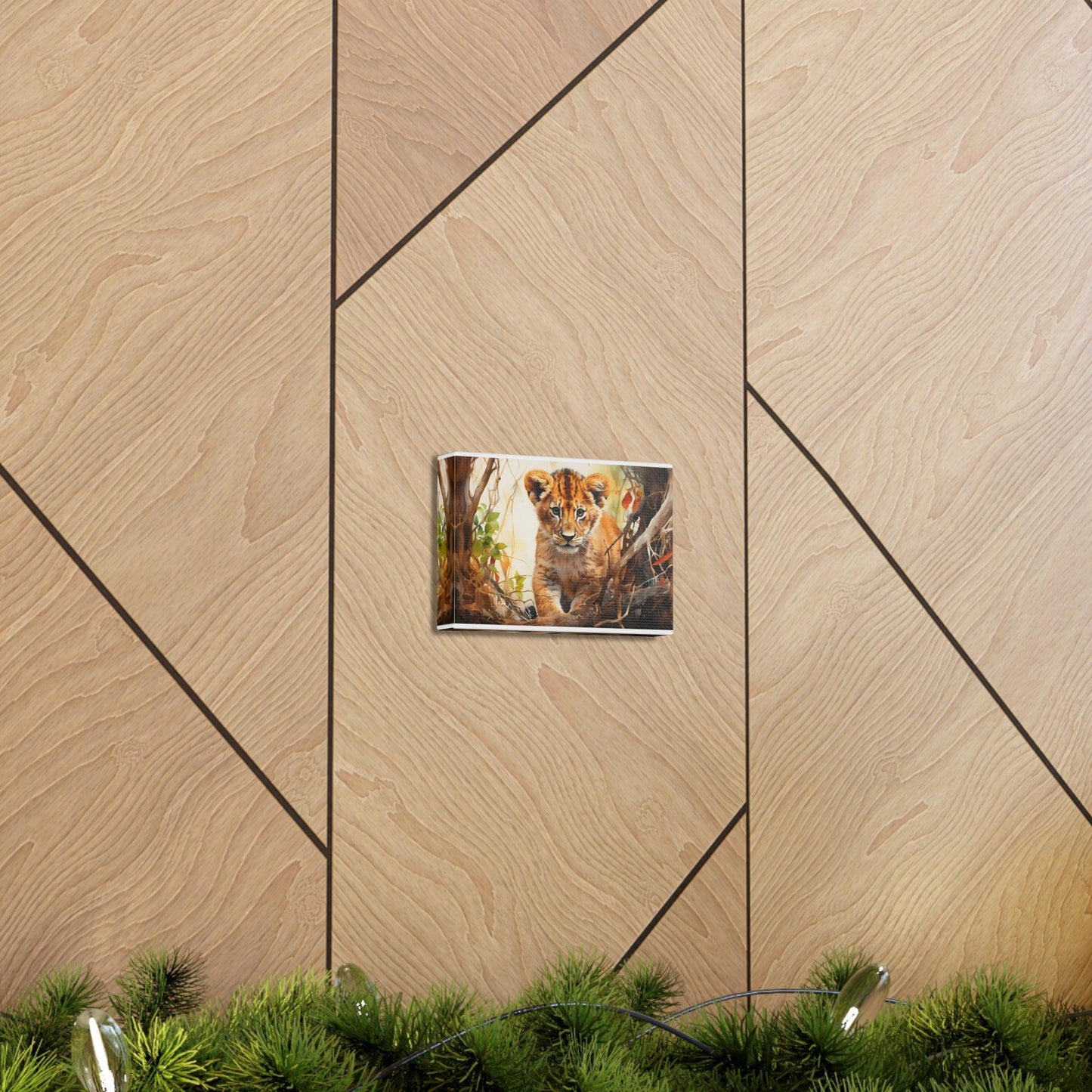 Watercolor Baby Lion In Nature Art Canvas Gallery Wraps Baby Lion Print Large Canvas Art Animal Wall Art minimalist Wall Art Lover Gift - Giftsmojo