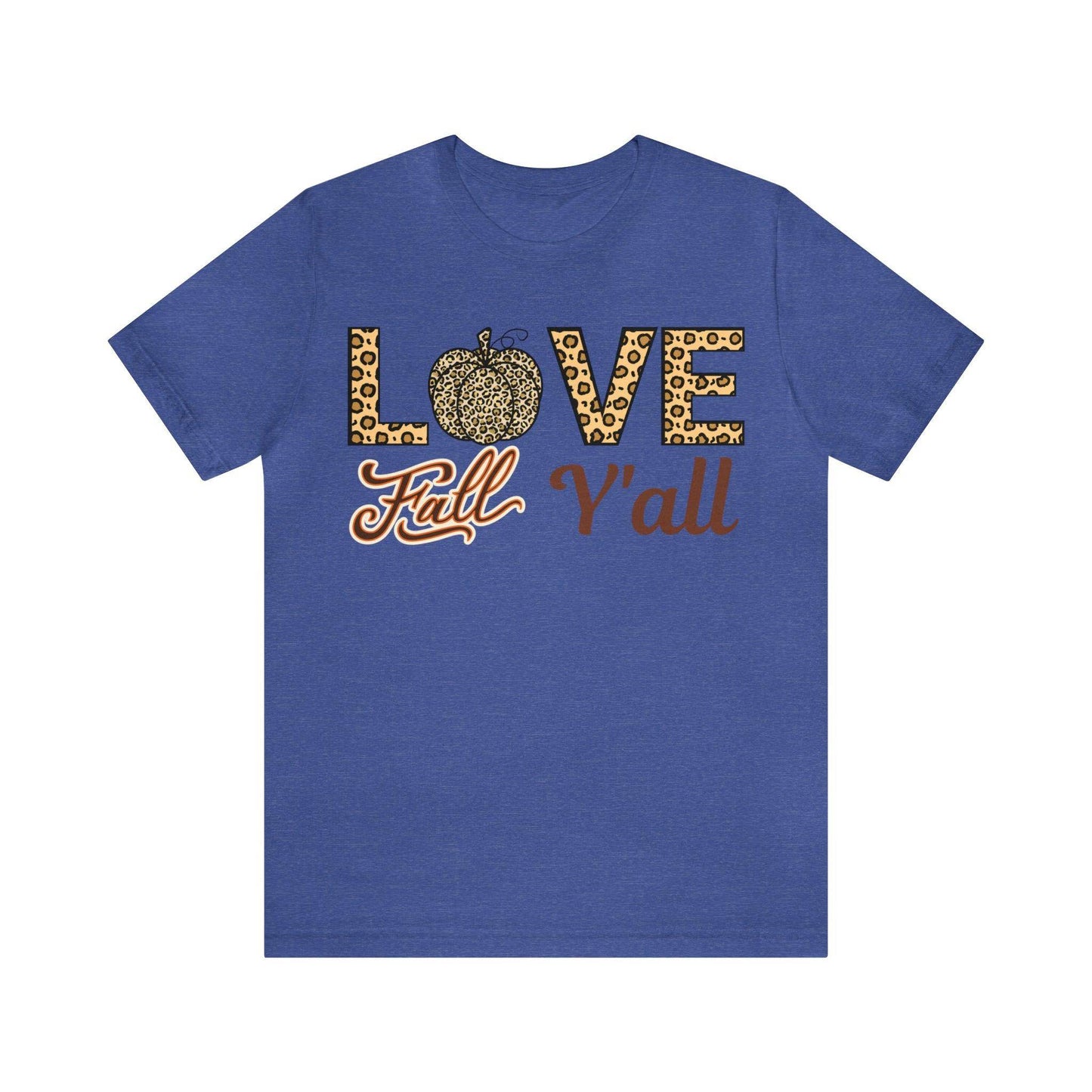 Leopard Print Love Fall Y'all Shirt, Pumpkin Shirt, Fall Shirt for Fall Lovers, Fall Gift - Giftsmojo