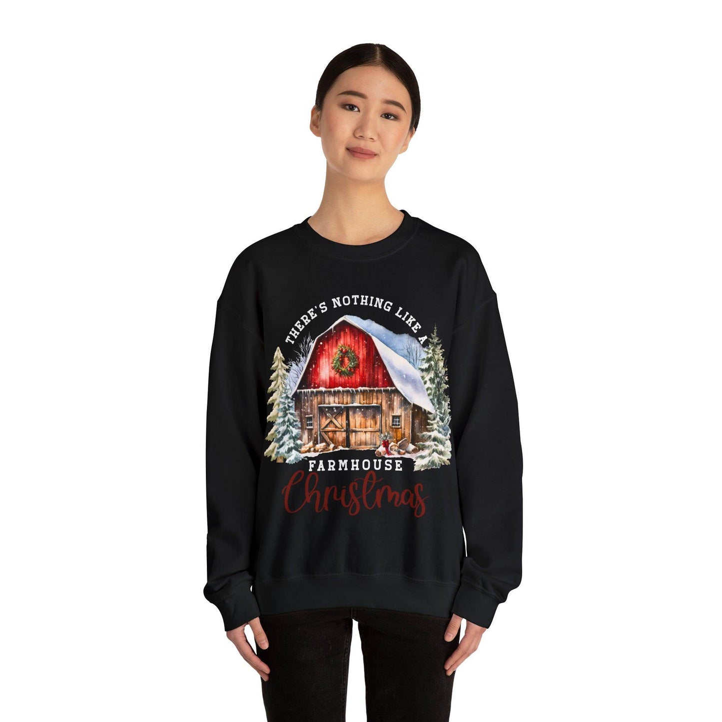 There's Nothing Like A Farmhouse Christmas Sweatshirt Christmas on The Farm Sweatshirt Mooey Christmas Farm Sweatshirt Christmas Sweater Trendy Christmas Shirt Farmers - Giftsmojo