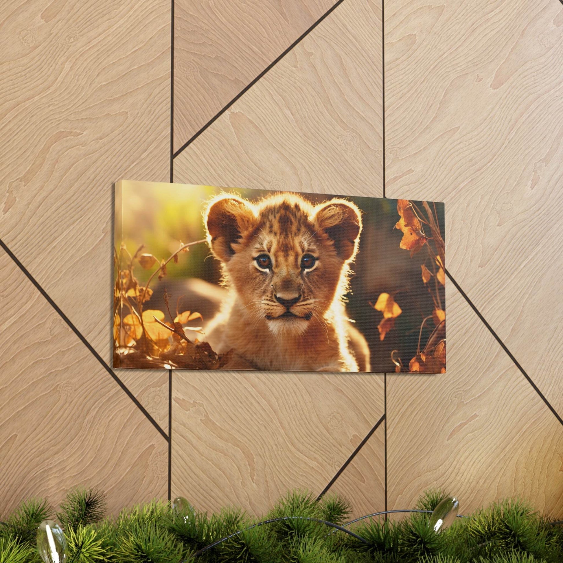 Baby Lion Cub Print Animal Nature Art Safari Nursery Canvas Gallery Wraps Baby Lion Print Large Canvas Art Animal Wall Art Lover Gift - Giftsmojo