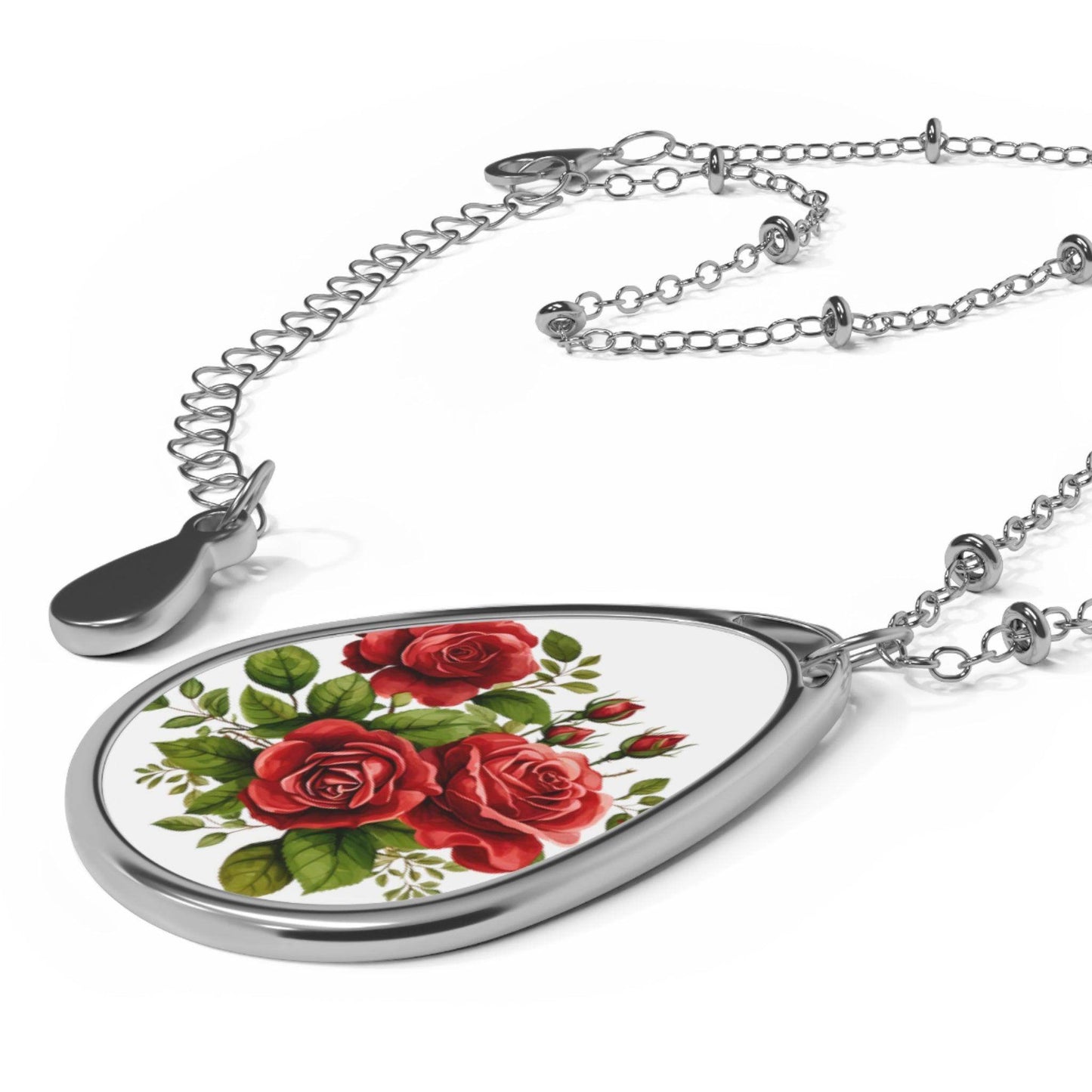 Flower Oval Necklace Flower Necklace - Unique Gift For Her Birthday Christmas Flower Necklace Flower Jewelry Nature Jewelry Floral Jewelry - Giftsmojo