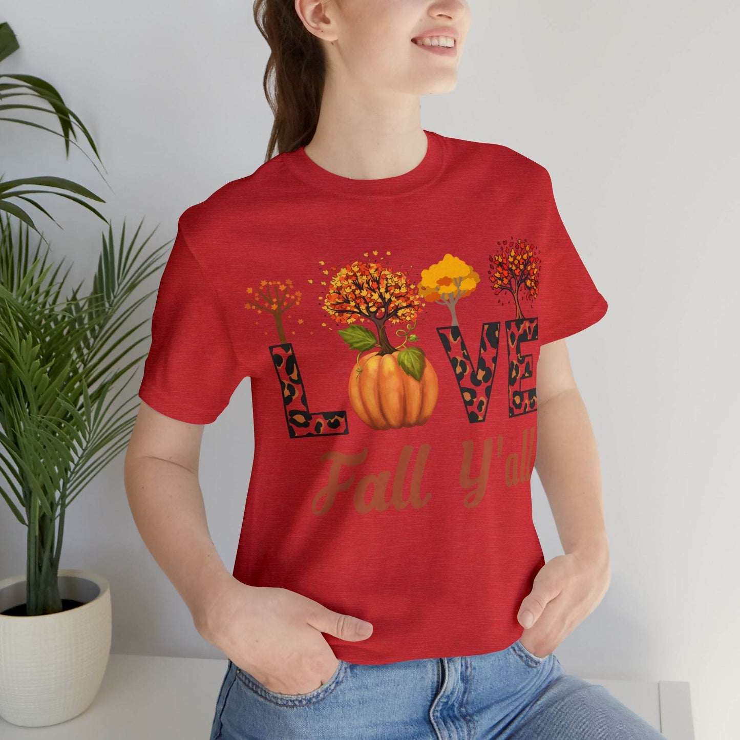 Leopard Print Love Fall Y'all, Fall shirt, Fall lover gift, Nature lover gift. - Giftsmojo