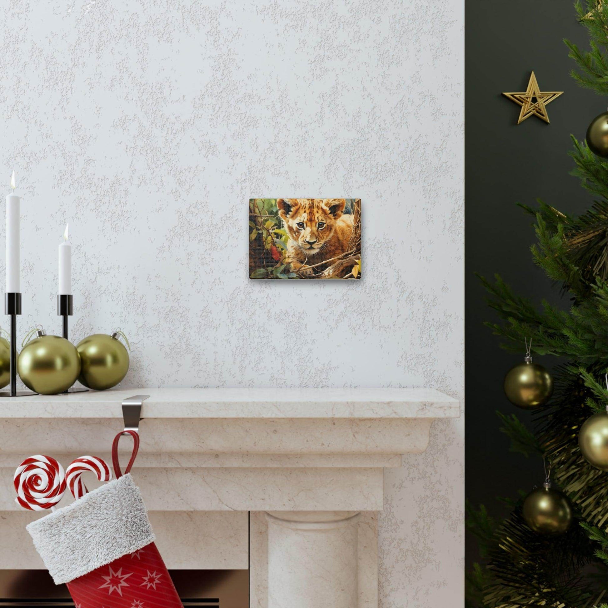 Watercolor Baby Lion In Nature Art Canvas Gallery Wraps Baby Lion Print Large Canvas Art Animal Wall Art minimalist Wall Art Lover Gift - Giftsmojo