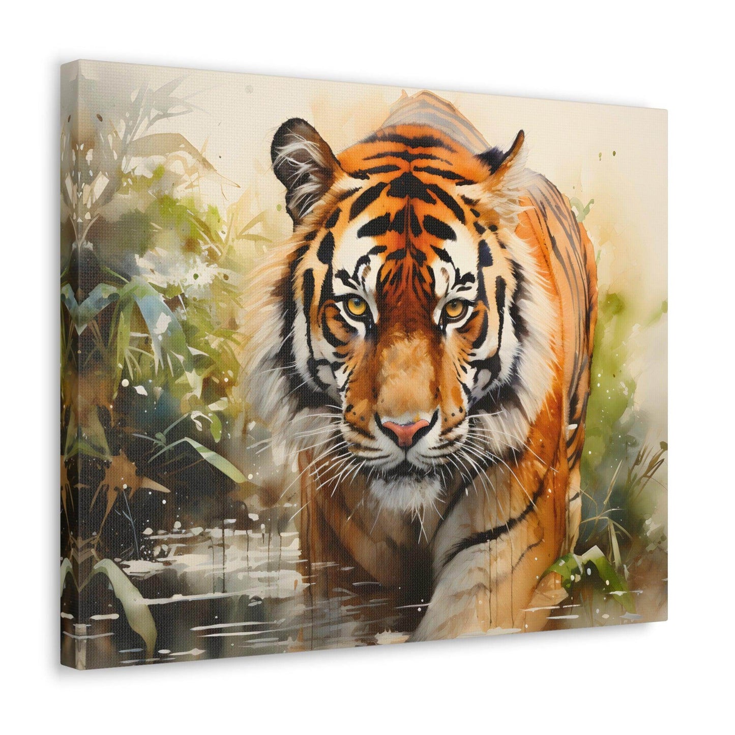 Watercolor Tiger In Nature Art Canvas Gallery Wraps Tiger Print Large Canvas Art Animal Wall Art minimalist Wall Art Lover Gift - Giftsmojo
