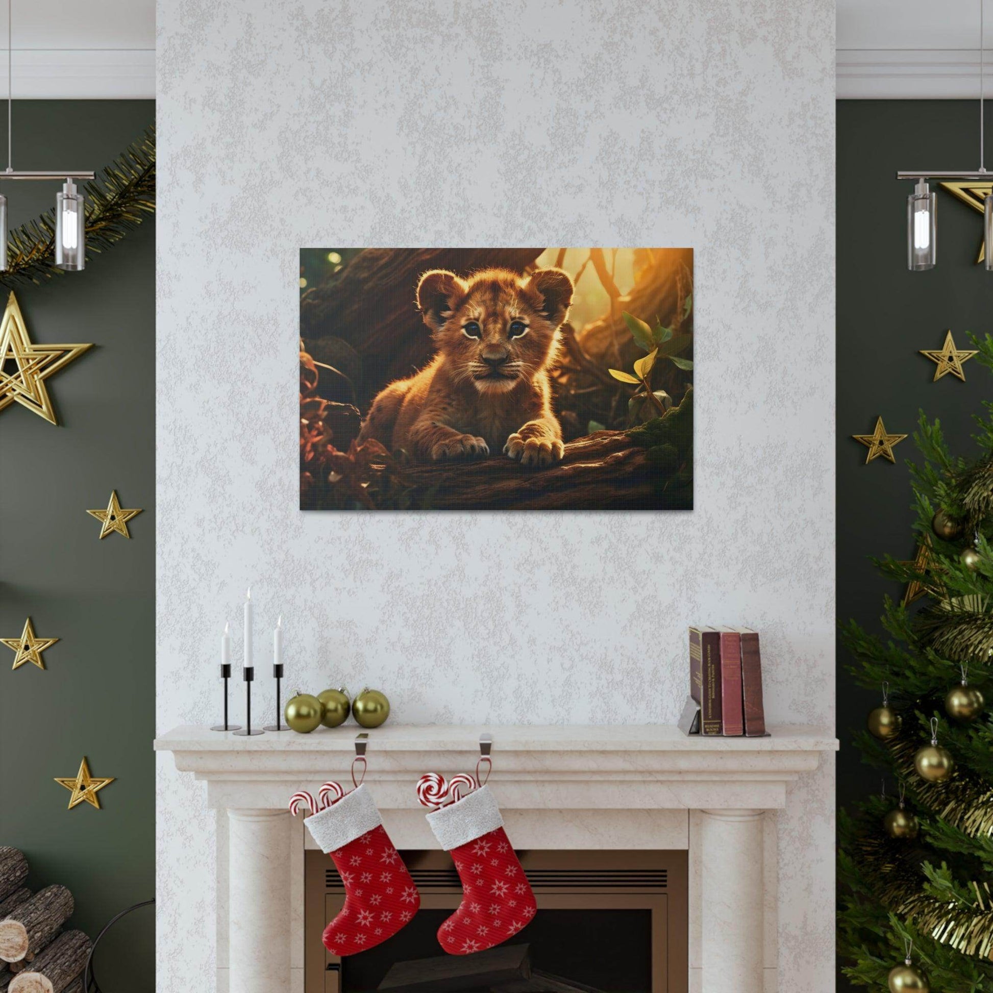 Baby Lion Cub Print Animal Nature Art Safari Nursery Canvas Gallery Wraps Baby Lion Print Large Canvas Art Animal Wall Art Lover Gift - Giftsmojo