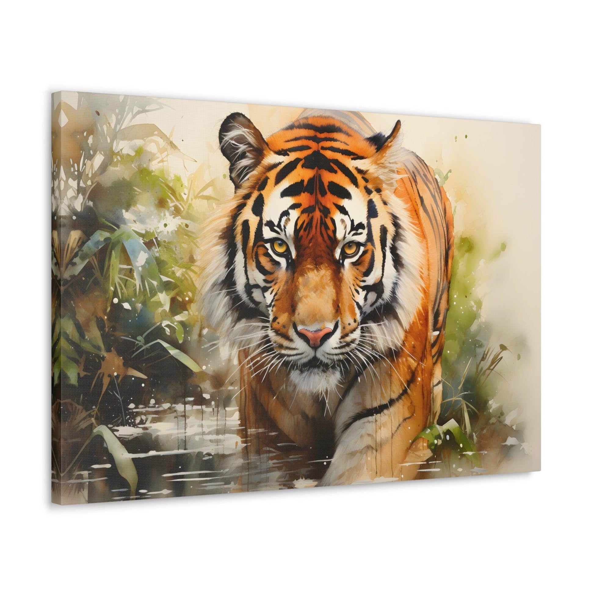 Watercolor Tiger In Nature Art Canvas Gallery Wraps Tiger Print Large Canvas Art Animal Wall Art minimalist Wall Art Lover Gift - Giftsmojo