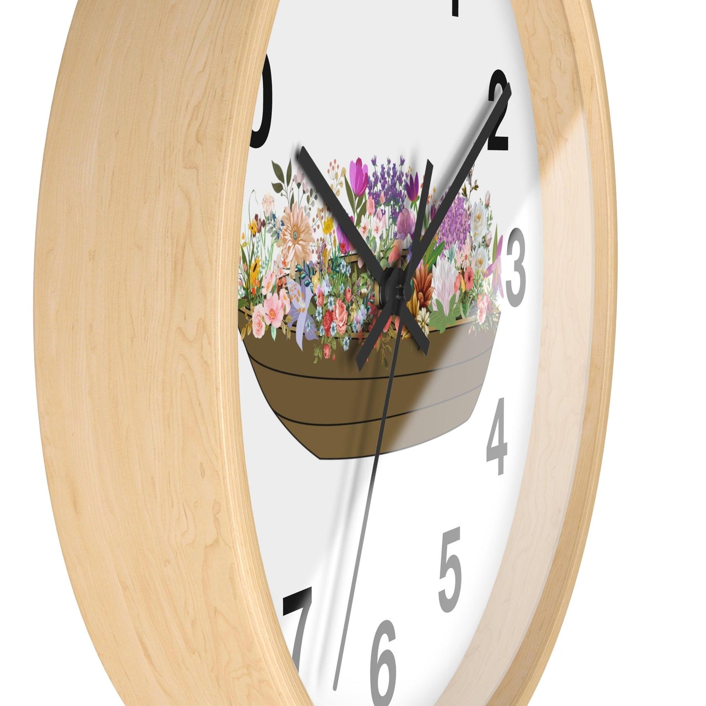 Boat Flower Wall Clock Floral Wall Clock Home Decor Gift House Warming gift - Unique Gift Farmhouse Clocks For Wall Living Room Bedroom