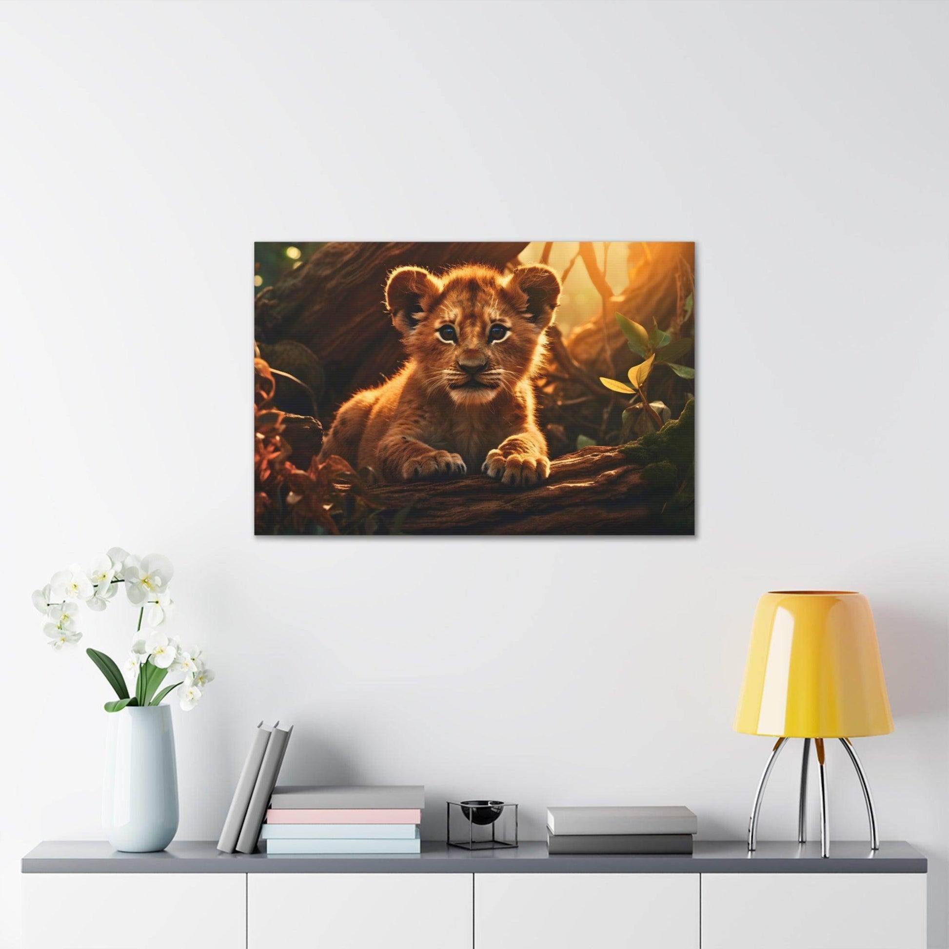Baby Lion Cub Print Animal Nature Art Safari Nursery Canvas Gallery Wraps Baby Lion Print Large Canvas Art Animal Wall Art Lover Gift - Giftsmojo