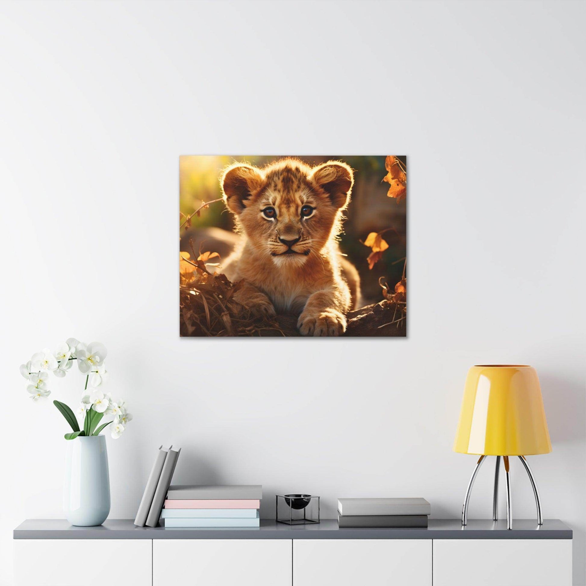 Baby Lion Cub Print Animal Nature Art Safari Nursery Canvas Gallery Wraps Baby Lion Print Large Canvas Art Animal Wall Art Lover Gift - Giftsmojo