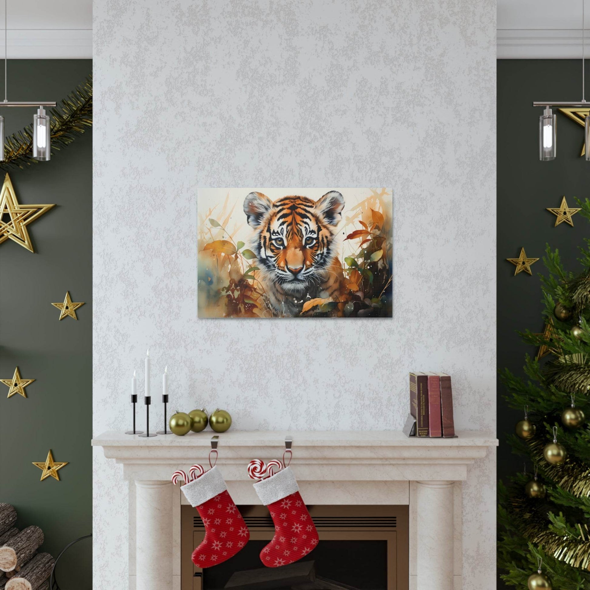 Watercolor Baby Tiger In Nature Art Canvas Gallery Wraps Tiger Print Large Canvas Art Animal Wall Art minimalist Wall Art Lover Gift - Giftsmojo