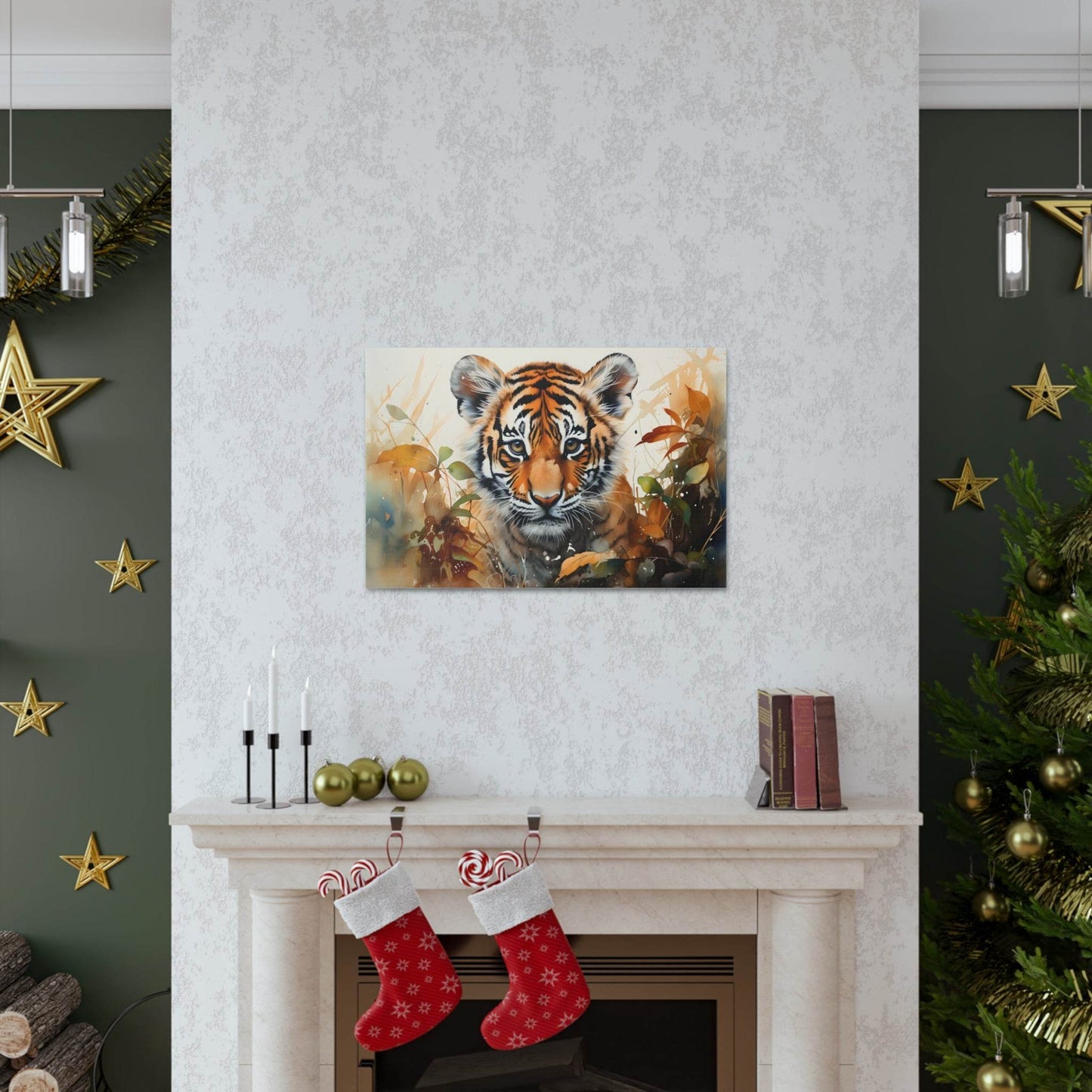 Watercolor Baby Tiger In Nature Art Canvas Gallery Wraps Tiger Print Large Canvas Art Animal Wall Art minimalist Wall Art Lover Gift - Giftsmojo