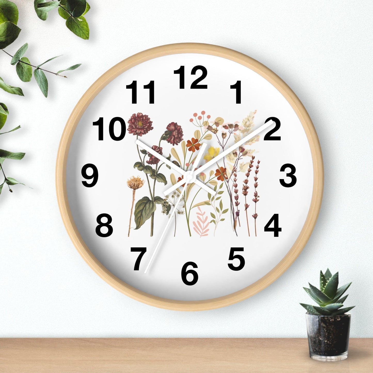 Flower wall clock, Wall clock. Floral Wall Clock, Home decor gift, House Warming gift, unique Gift, Mom gift