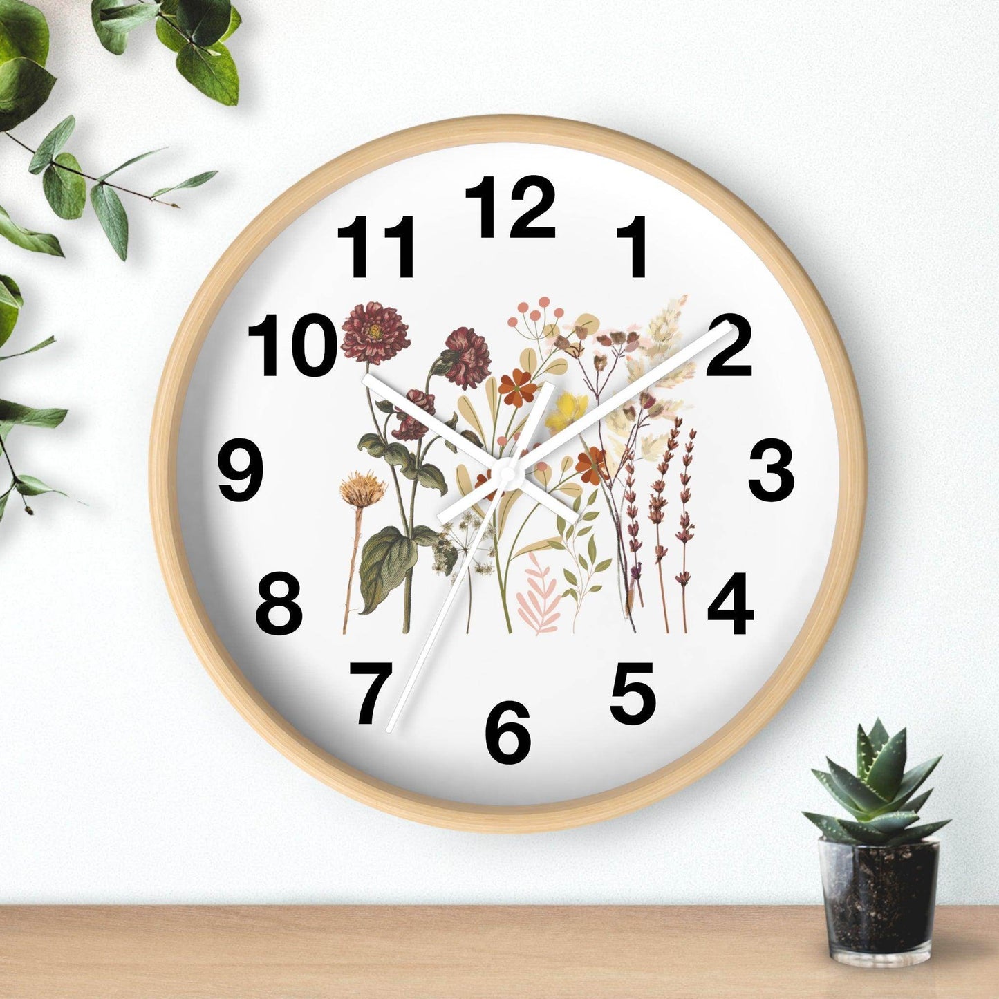 Flower wall clock, Wall clock. Floral Wall Clock, Home decor gift, House Warming gift, unique Gift, Mom gift - Giftsmojo