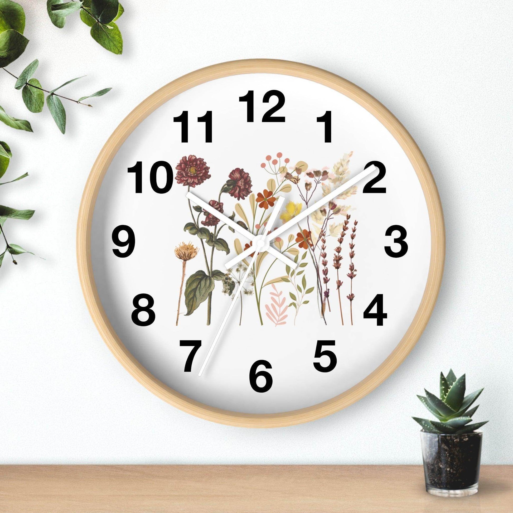 Flower wall clock, Wall clock. Floral Wall Clock, Home decor gift, House Warming gift, unique Gift, Mom gift - Giftsmojo