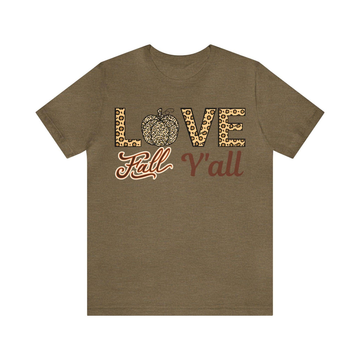 Leopard Print Love Fall Y'all Shirt, Pumpkin Shirt, Fall Shirt for Fall Lovers, Fall Gift - Giftsmojo