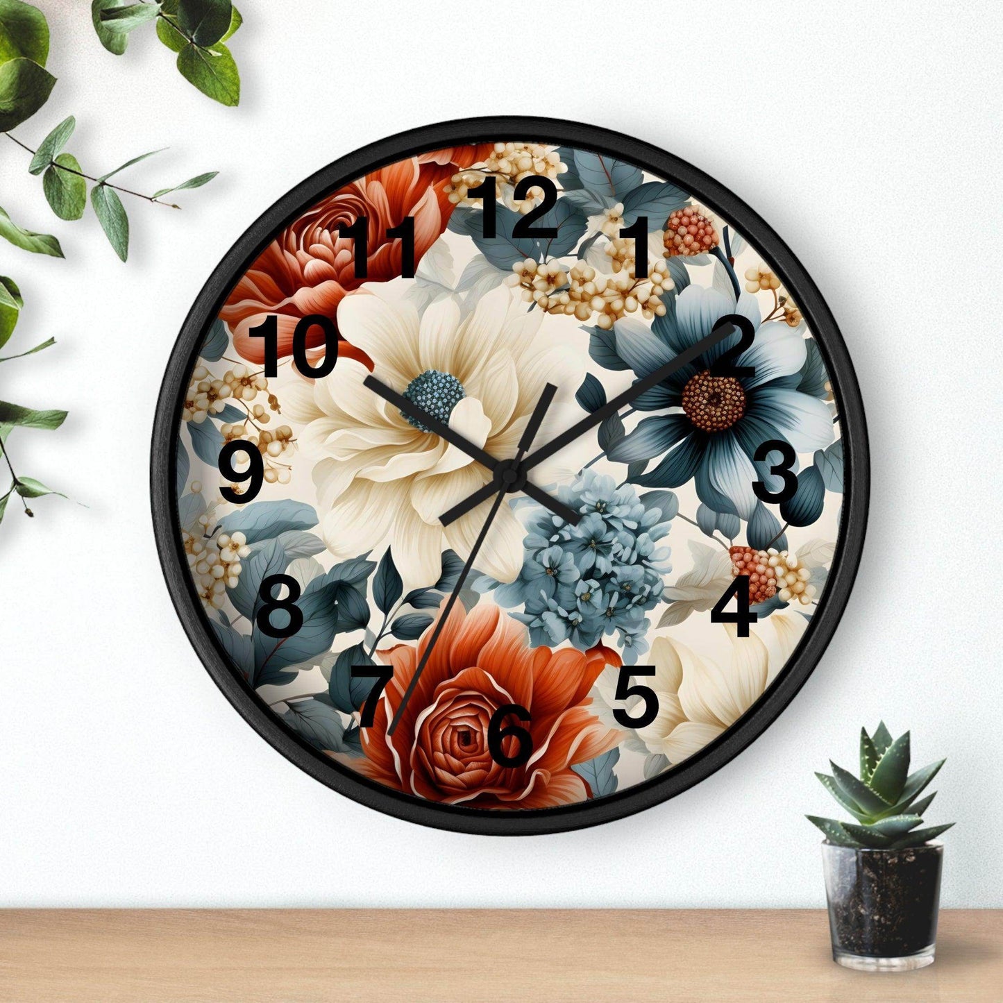 Flower Wall Clock Floral Wall Clock Kids Room Home Decor New Home House Warming Gift New Home Owner, Dorm Room Clock Collage Student Clock - Giftsmojo