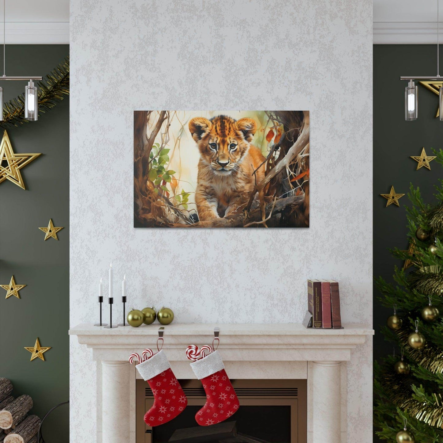 Watercolor Baby Lion In Nature Art Canvas Gallery Wraps Baby Lion Print Large Canvas Art Animal Wall Art minimalist Wall Art Lover Gift - Giftsmojo