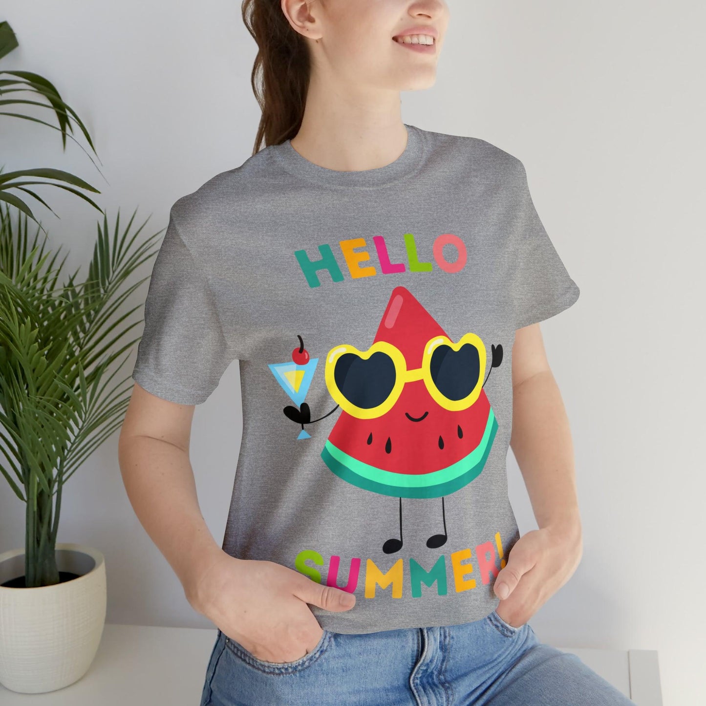 Hello Summer Shirt, Funny Summer Casual Top Tee,Unisex Summer Tshirt Ladies