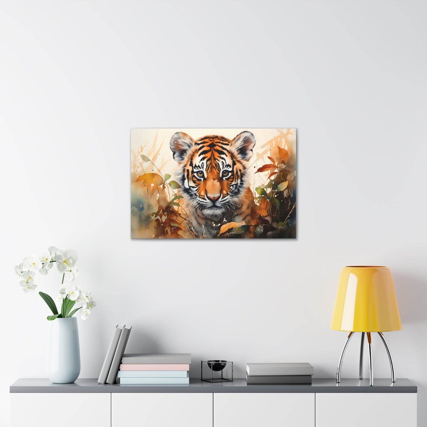 Watercolor Baby Tiger In Nature Art Canvas Gallery Wraps Tiger Print Large Canvas Art Animal Wall Art minimalist Wall Art Lover Gift - Giftsmojo