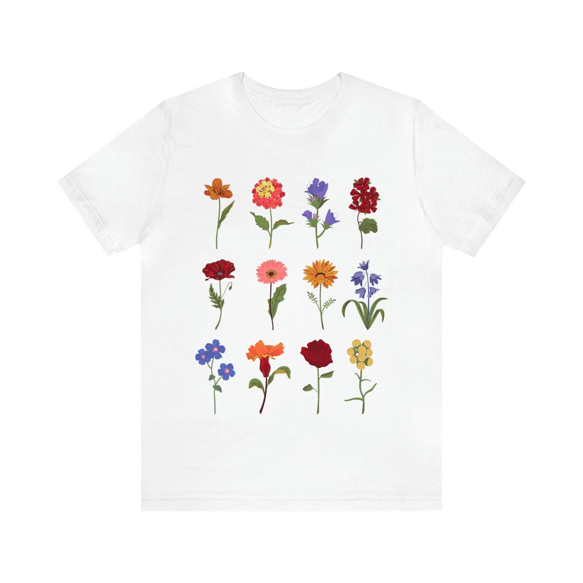 Wildflower Tshirt, Flower Shirt, Types of Flowers Shirt, Floral Tshirt, Gift for Women, Ladies Shirts Best Friend Gift, Plant Mom Nature Tee - Giftsmojo