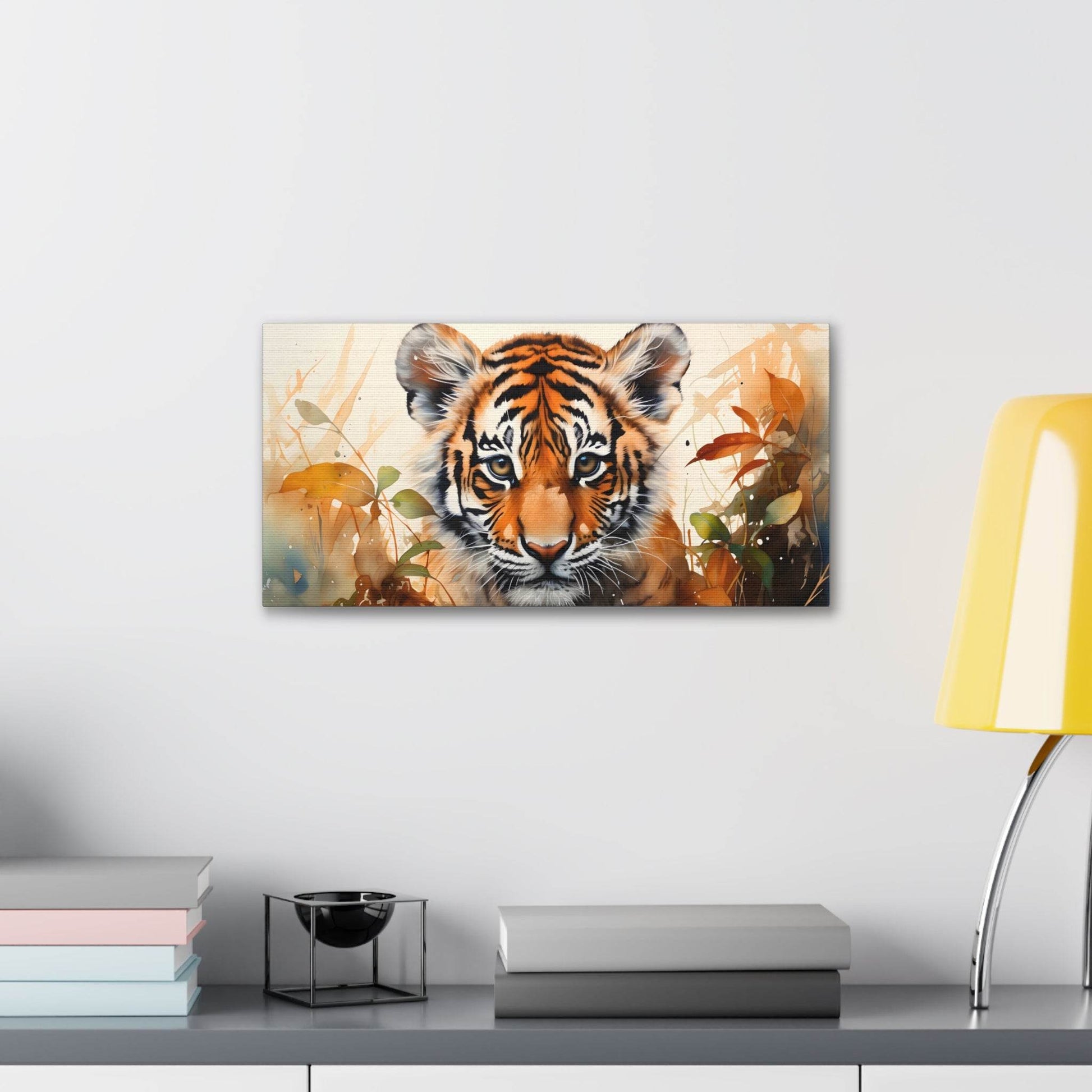 Watercolor Baby Tiger In Nature Art Canvas Gallery Wraps Tiger Print Large Canvas Art Animal Wall Art minimalist Wall Art Lover Gift - Giftsmojo