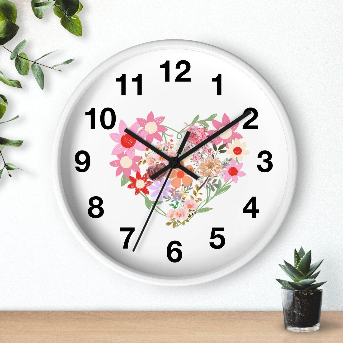 Flower wall clock, Flower Heart Wall clock, Floral Wall Clock, Home decor gift, House Warming gift, New Home Gift, Mom gift - Giftsmojo
