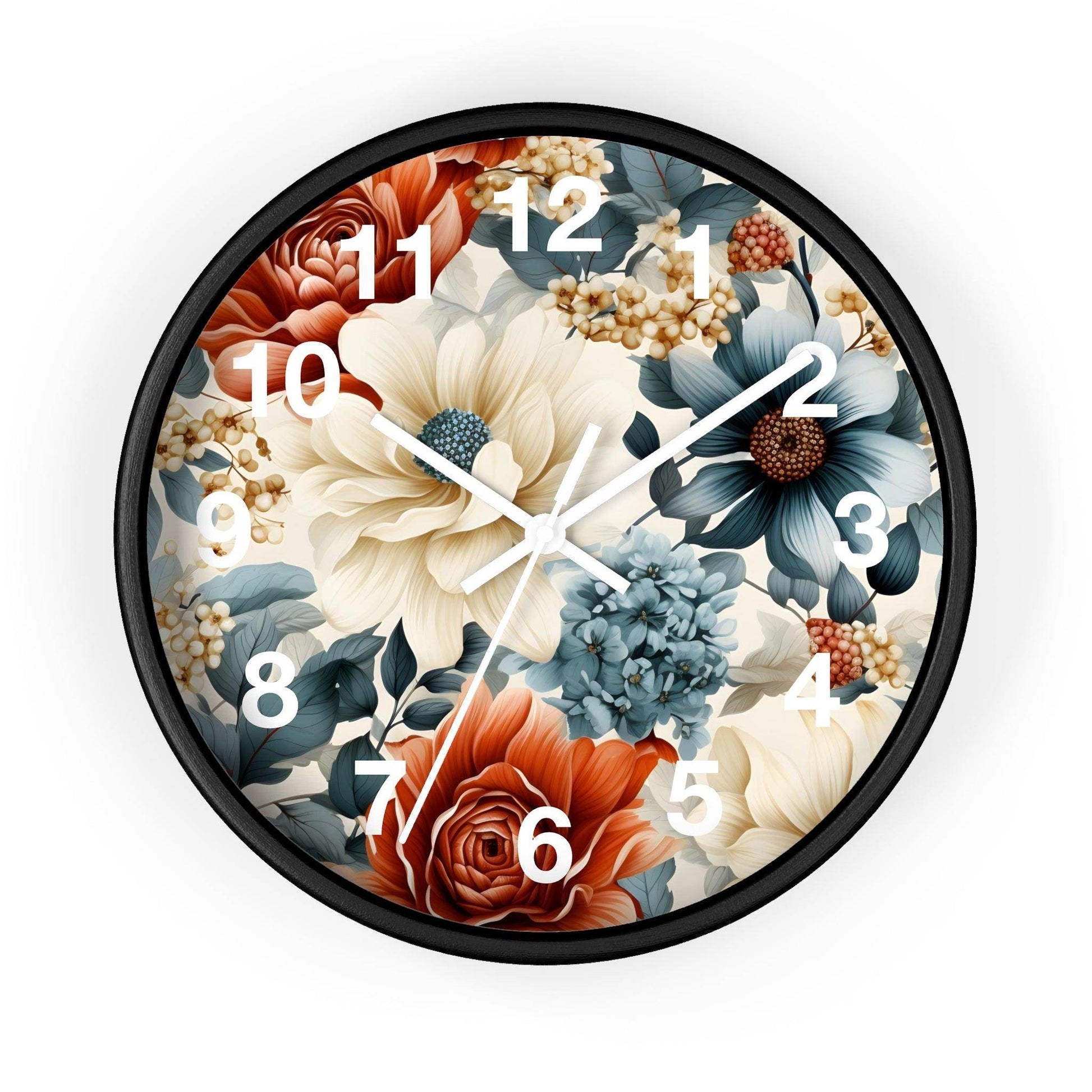 Wild Flower Wall Clock Floral Wall Clock Kids Room Home Decor New Home Gift House Warming Gift for New Home Owner, Dorm Room Clock Collage Student Clock - Giftsmojo