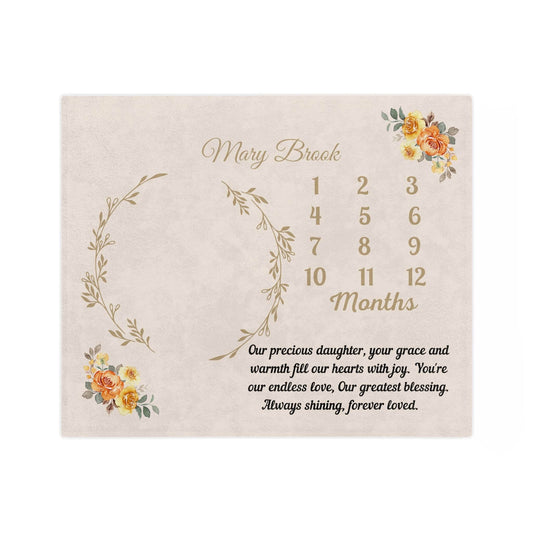 Personalized Daughter Wild Flower Milestone Blanket Custom Blanket Baby Shower Gift - Giftsmojo