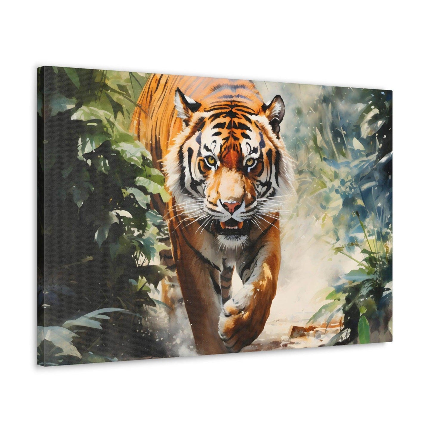 Watercolor Tiger In Nature Art Canvas Gallery Wraps Tiger Print Large Canvas Art Animal Wall Art minimalist Wall Art Lover Gift - Giftsmojo