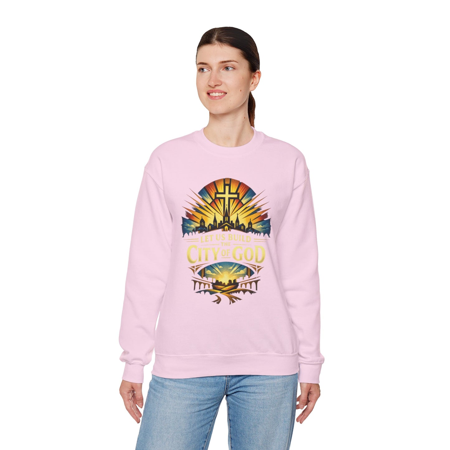 Build the City of God Crewneck Sweatshirt — Christian Faith Graphic Sweatshirt