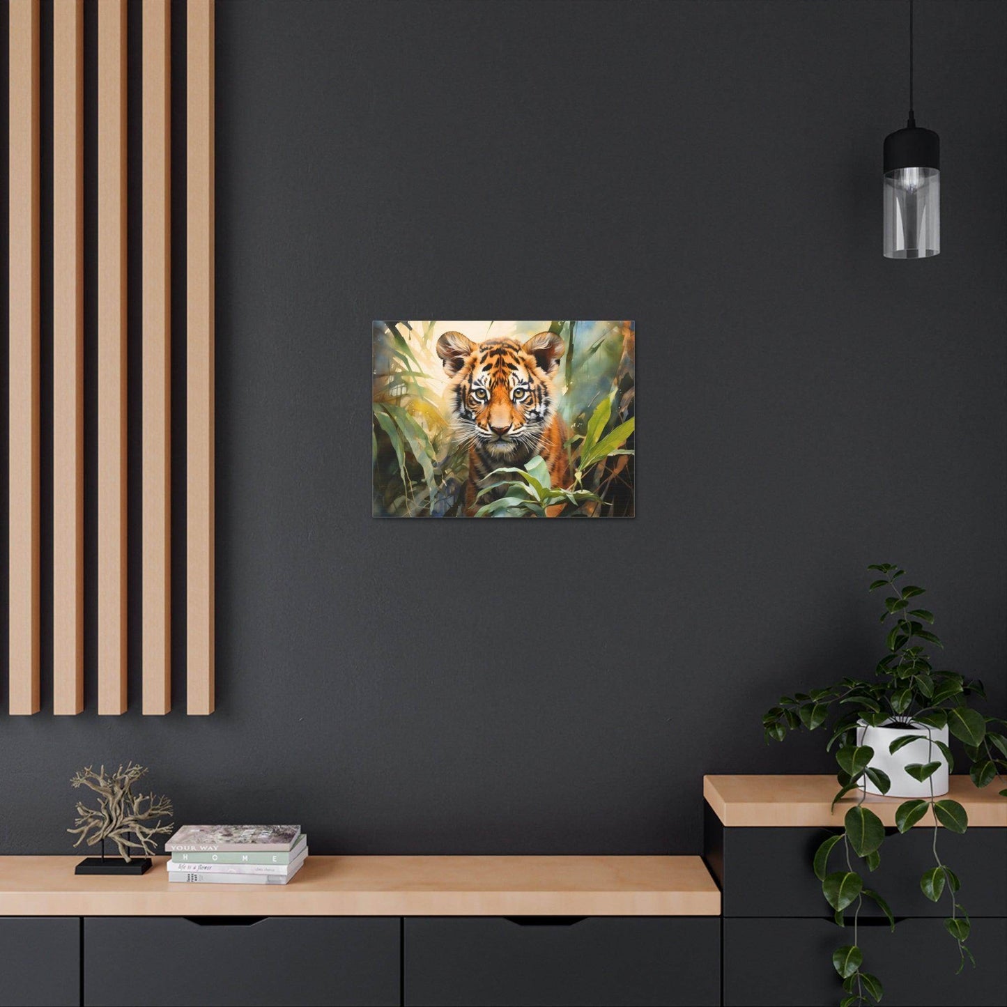 Watercolor Baby Tiger In Nature Art Canvas Gallery Wraps Tiger Print Large Canvas Art Animal Wall Art minimalist Wall Art Lover Gift - Giftsmojo