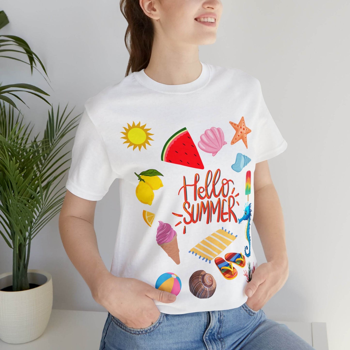 Hello Summer shirt, Summer shirts for women and men, Summer Casual Top Tee - Giftsmojo