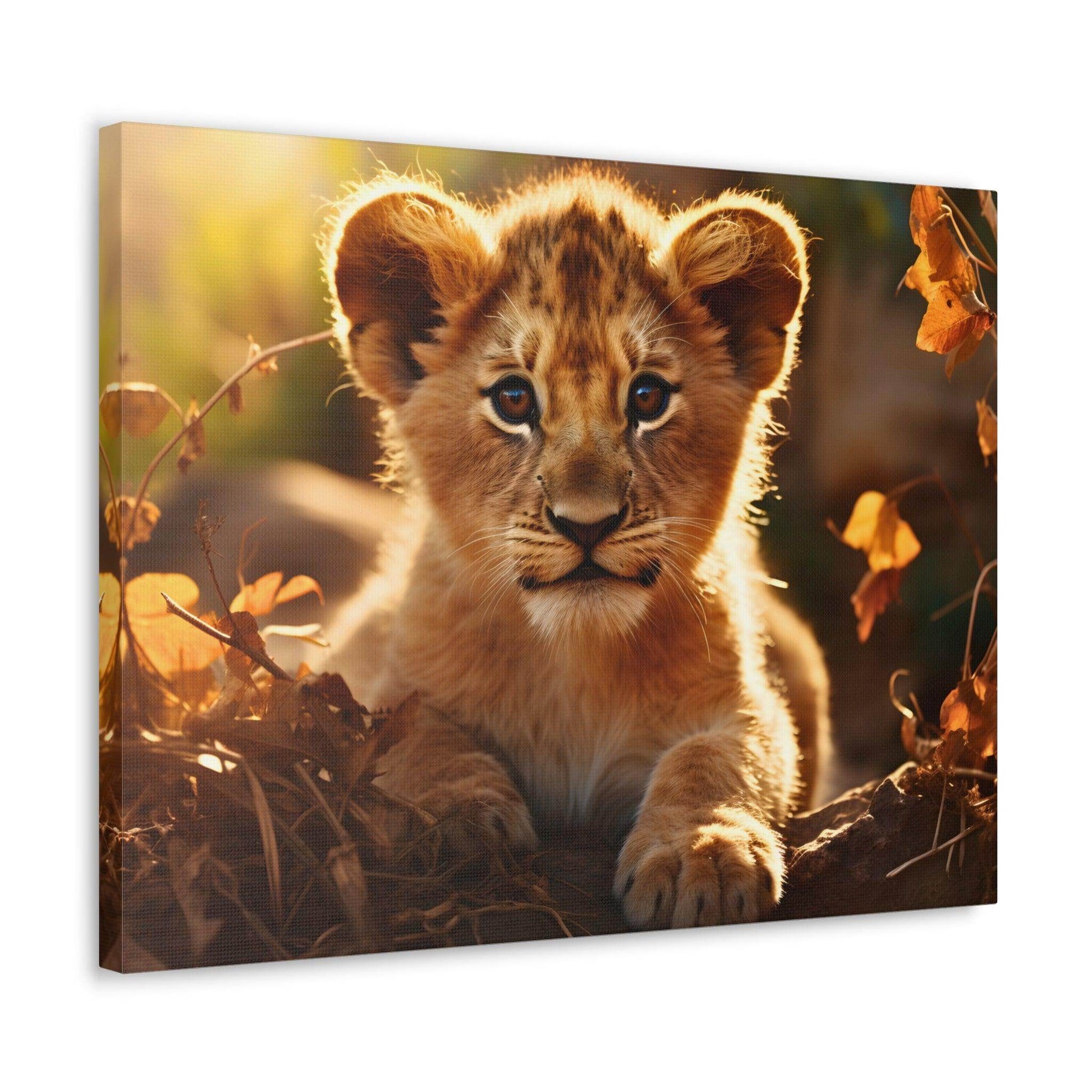 Baby Lion Cub Print Animal Nature Art Safari Nursery Canvas Gallery Wraps Baby Lion Print Large Canvas Art Animal Wall Art Lover Gift - Giftsmojo