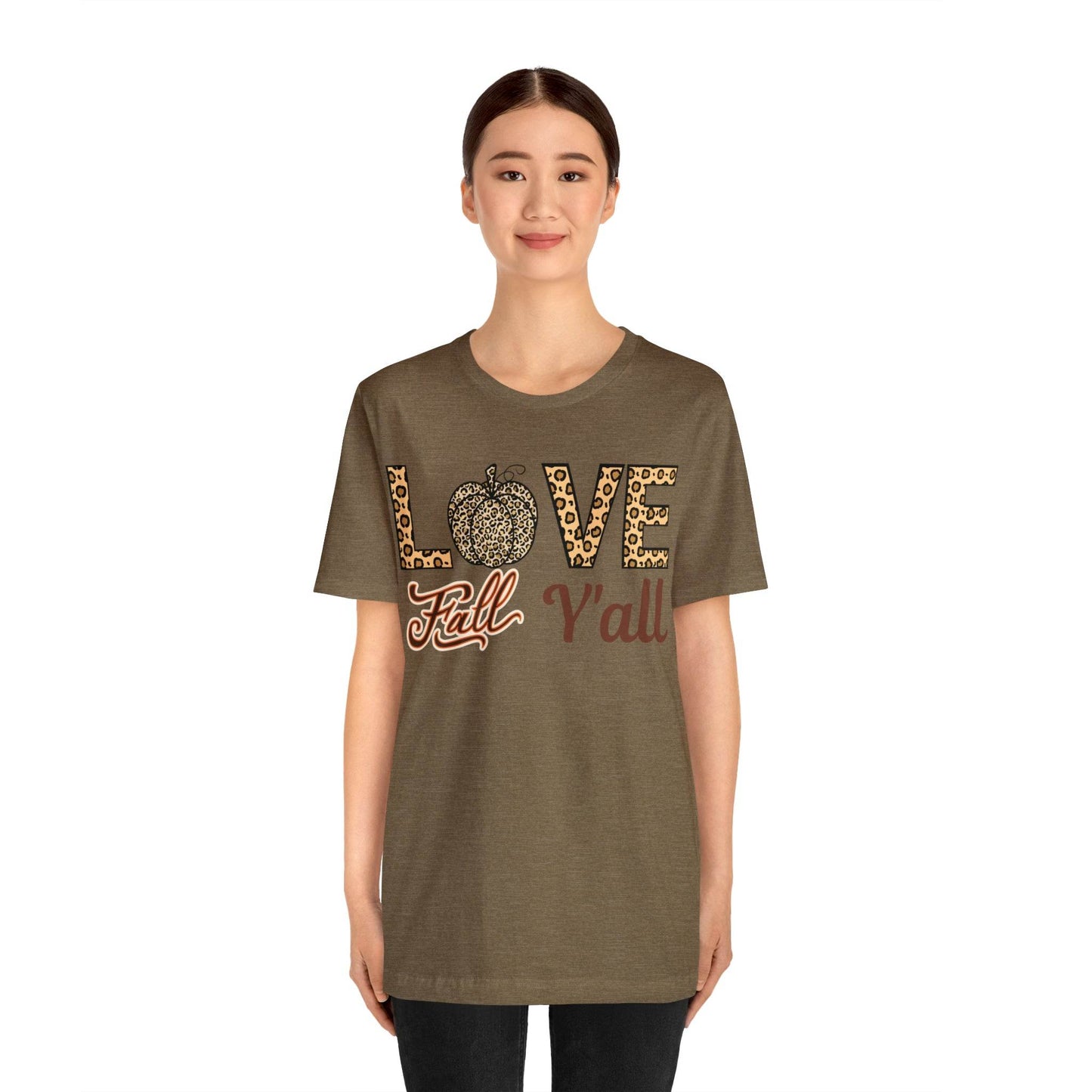 Leopard Print Love Fall Y'all Shirt, Pumpkin Shirt, Fall Shirt for Fall Lovers, Fall Gift - Giftsmojo