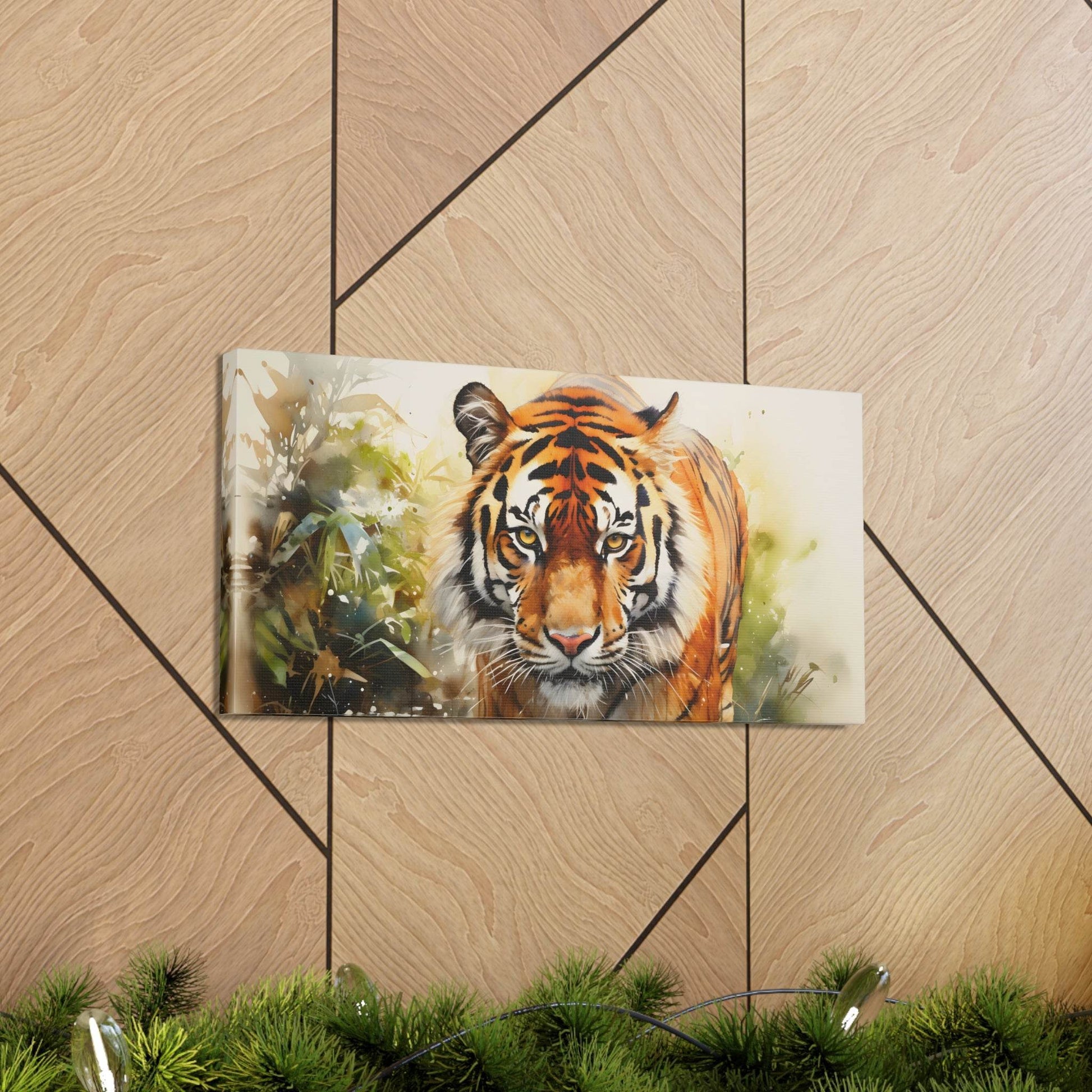 Watercolor Tiger In Nature Art Canvas Gallery Wraps Tiger Print Large Canvas Art Animal Wall Art minimalist Wall Art Lover Gift - Giftsmojo