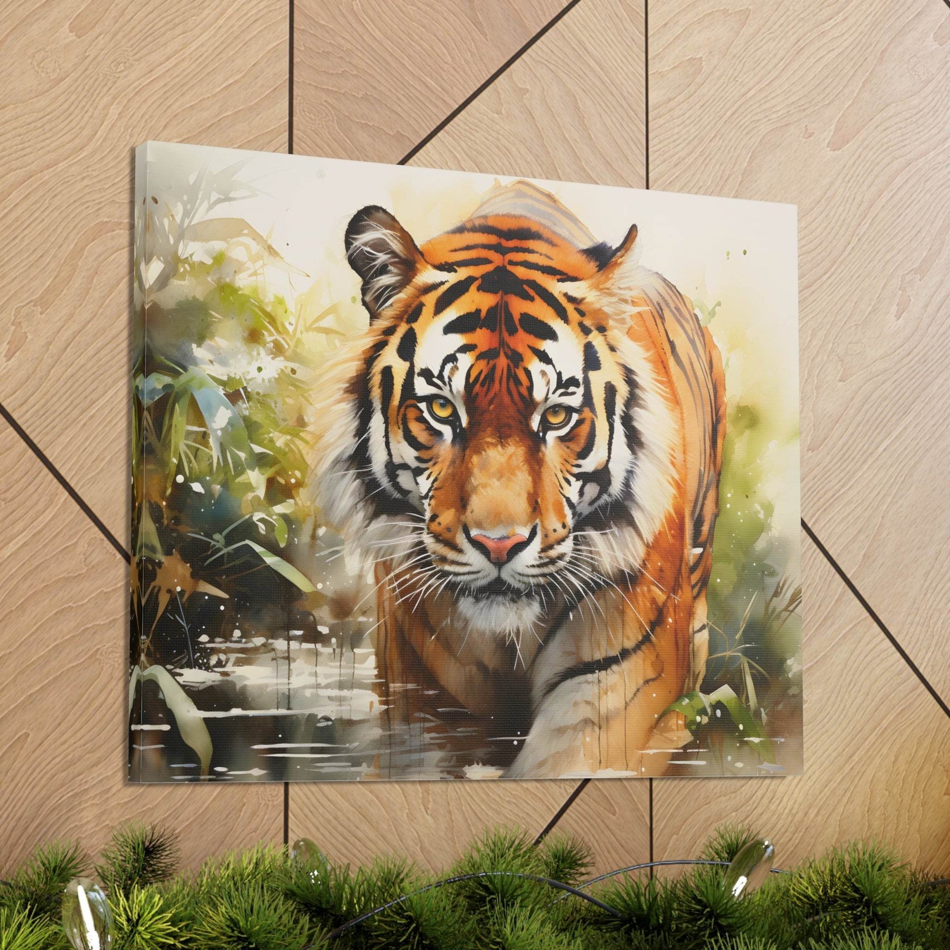 Watercolor Tiger In Nature Art Canvas Gallery Wraps Tiger Print Large Canvas Art Animal Wall Art minimalist Wall Art Lover Gift - Giftsmojo