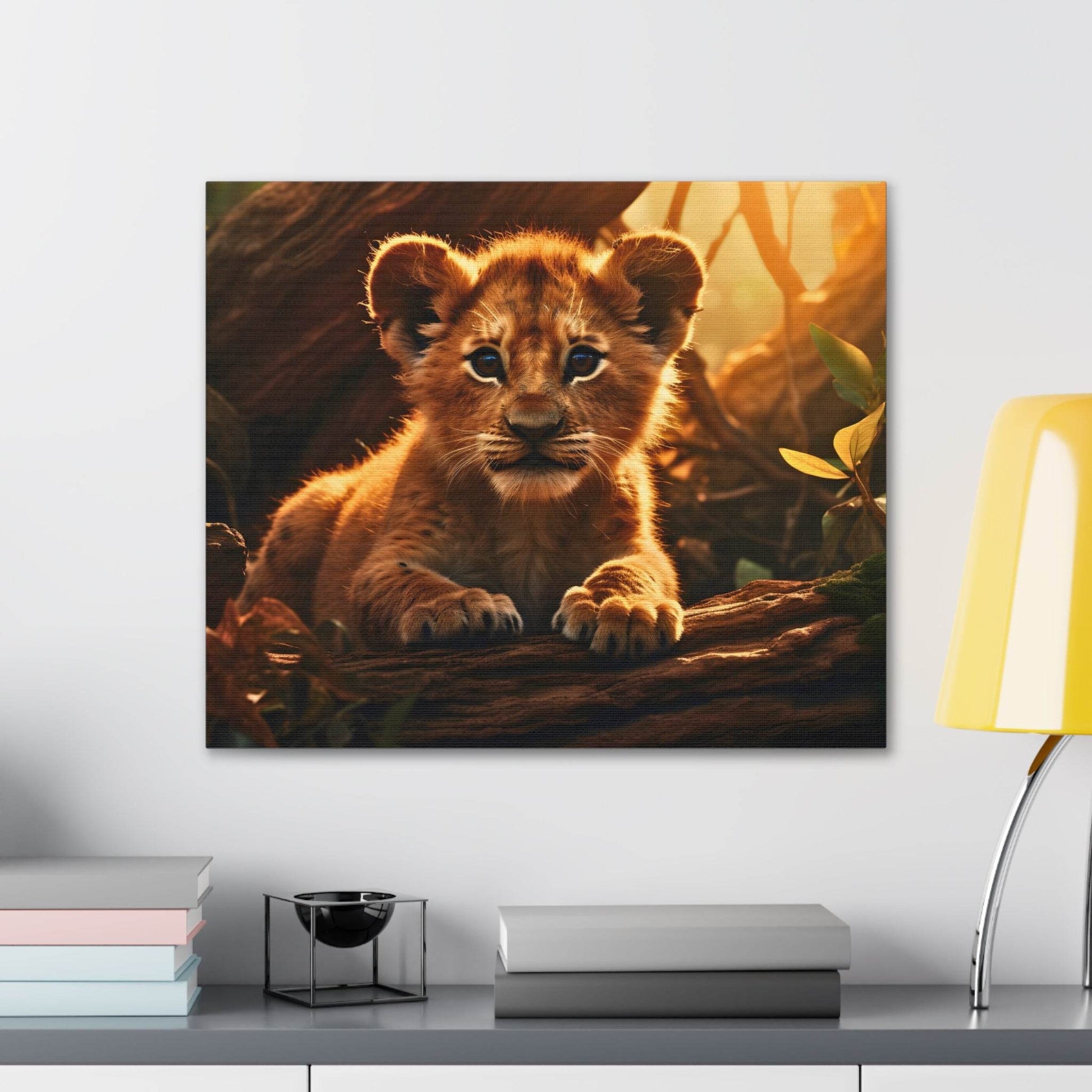 Baby Lion Cub Print Animal Nature Art Safari Nursery Canvas Gallery Wraps Baby Lion Print Large Canvas Art Animal Wall Art Lover Gift - Giftsmojo