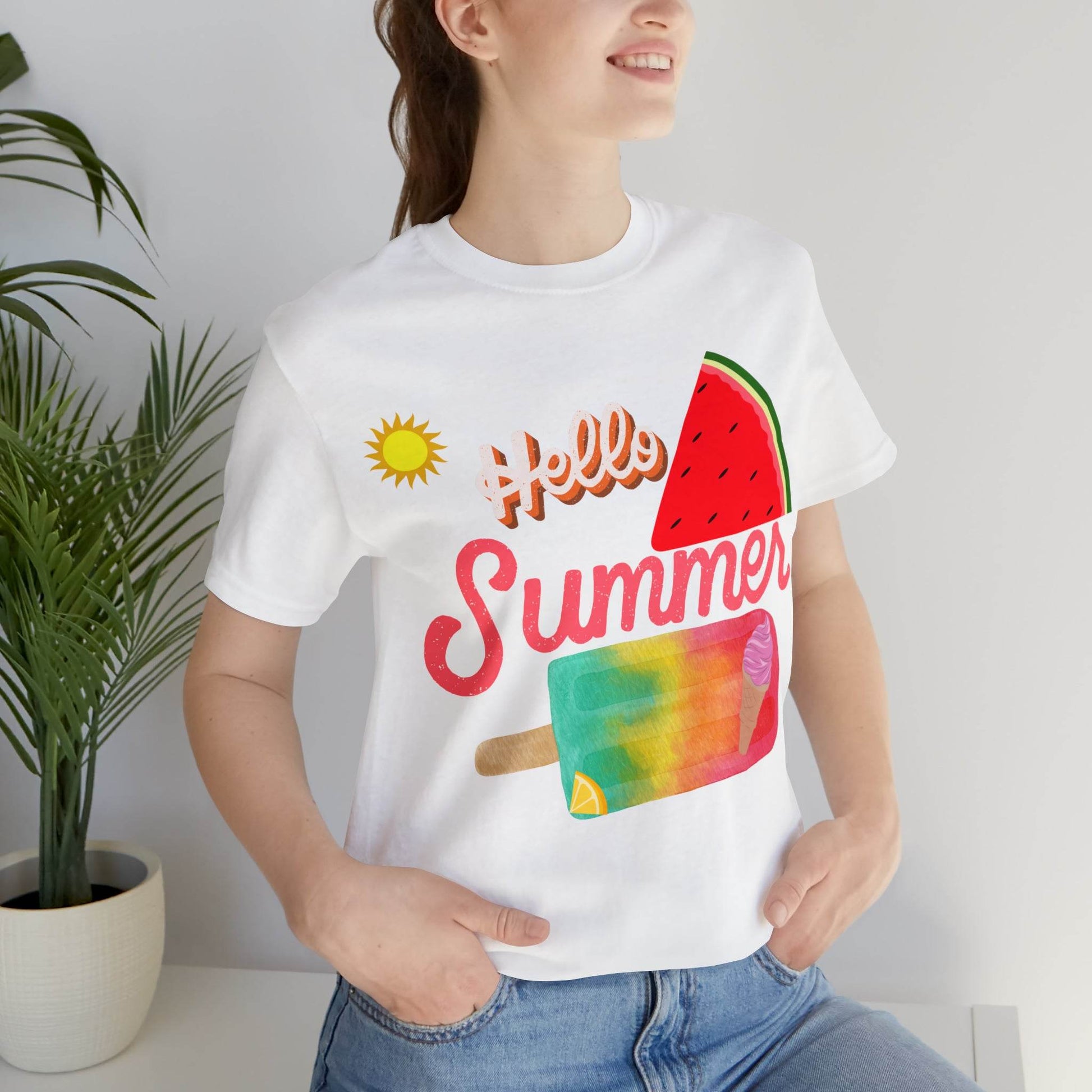 Hello Summer Shirt, Hello Summer, Summer shirts for women and men, Funny Shirt, Summer Vibes, Trendy Fashion, Summertime Fun - Giftsmojo