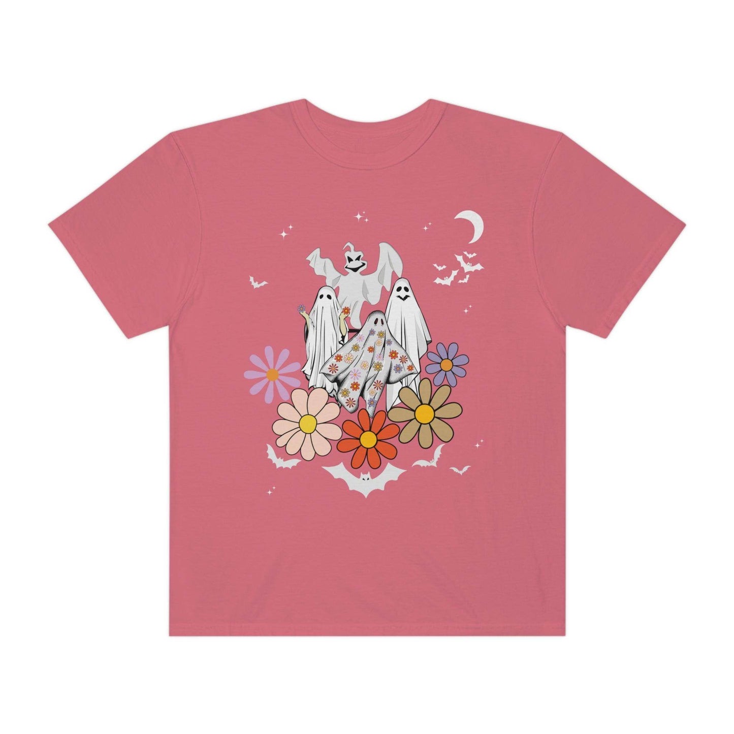 Floral Ghost Tshirt Retro Halloween Tshirt, Trick or Treat shirt, Vintage Shirt Halloween Shirt - Giftsmojo