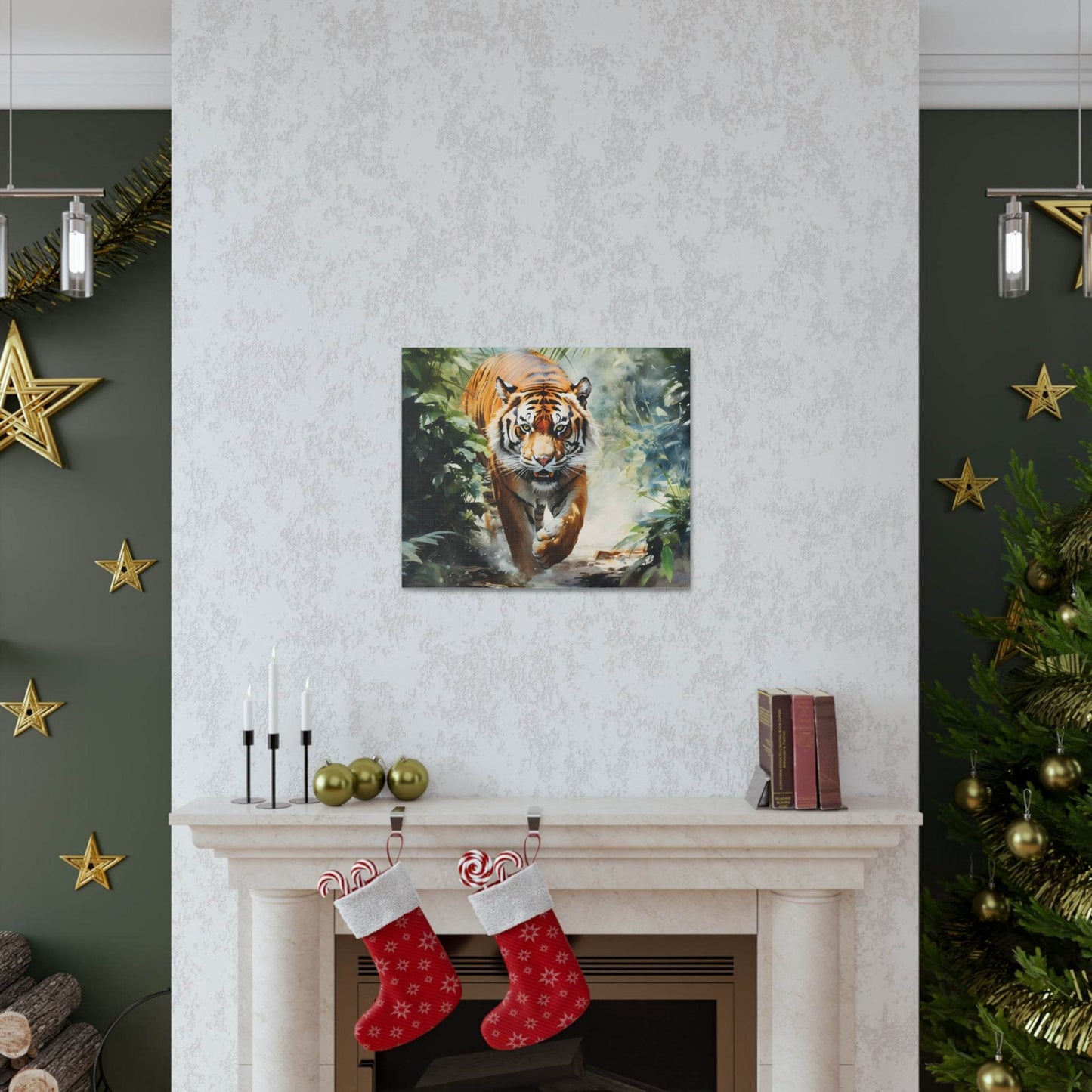 Watercolor Tiger In Nature Art Canvas Gallery Wraps Tiger Print Large Canvas Art Animal Wall Art minimalist Wall Art Lover Gift - Giftsmojo
