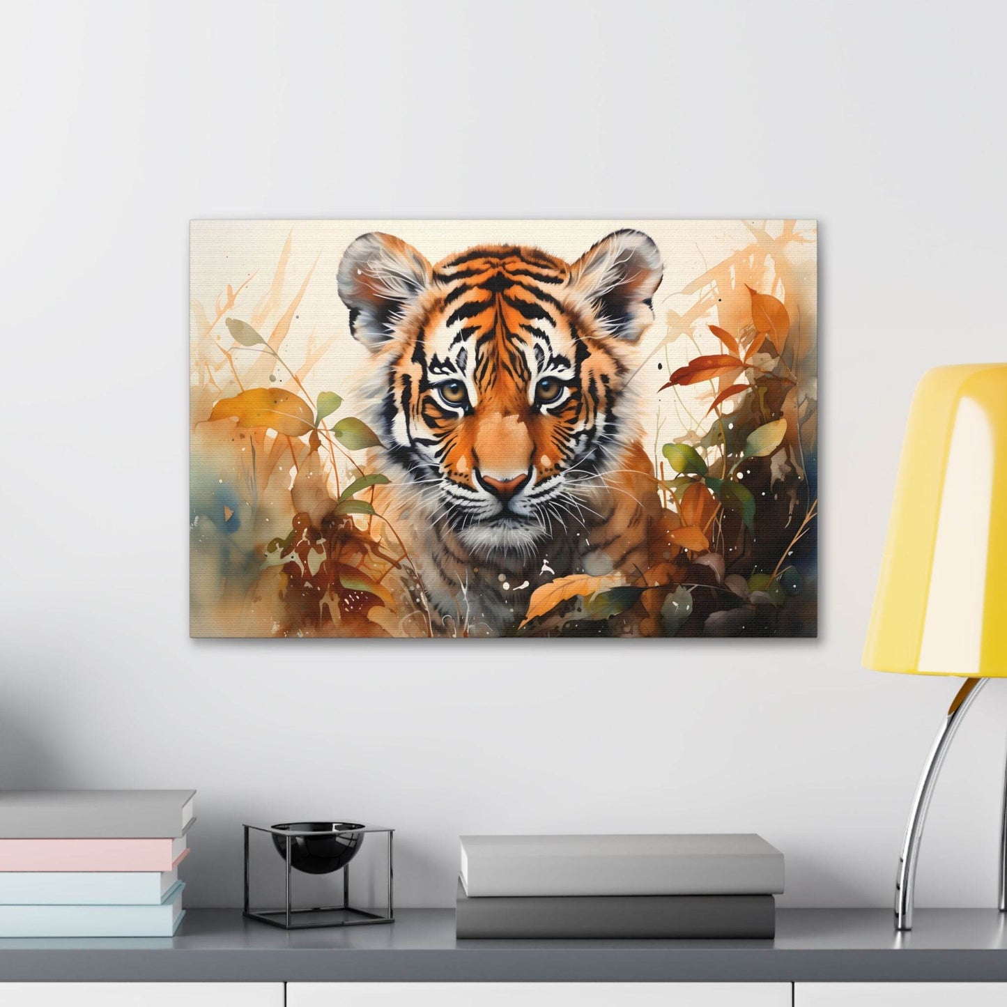 Watercolor Baby Tiger In Nature Art Canvas Gallery Wraps Tiger Print Large Canvas Art Animal Wall Art minimalist Wall Art Lover Gift - Giftsmojo