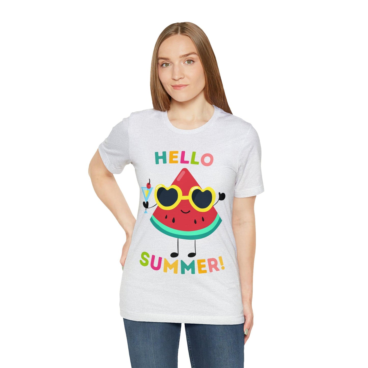 Hello Summer Shirt, Funny Summer Casual Top Tee,Unisex Summer Tshirt Ladies